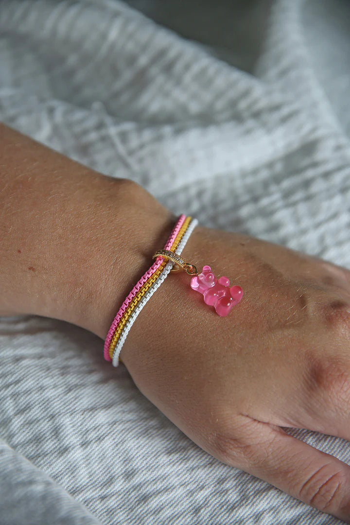 Plastalina Adjustable Stretch Bracelet in Candy Pink - Trendy Beaded Jewelry for Women & Girls - Perfect for Parties, Gifts & Everyday Wear