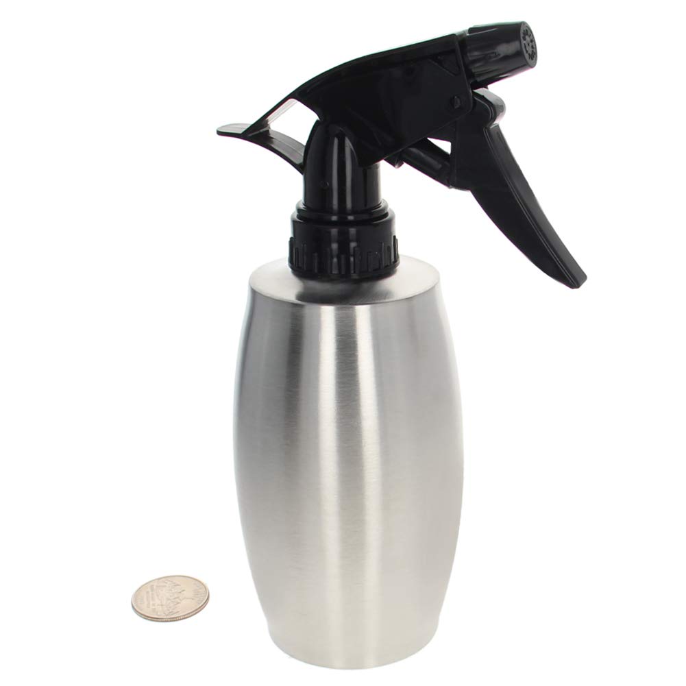 MroMax 11.8oz/350ml Stainless Steel Spray Bottle with Fine Mist Sprayer - Refillable Empty Container for Kitchen, Bathroom, Plants & Gardening - Silver Tone - Perfect for Cleaning, Watering & DIY Projects