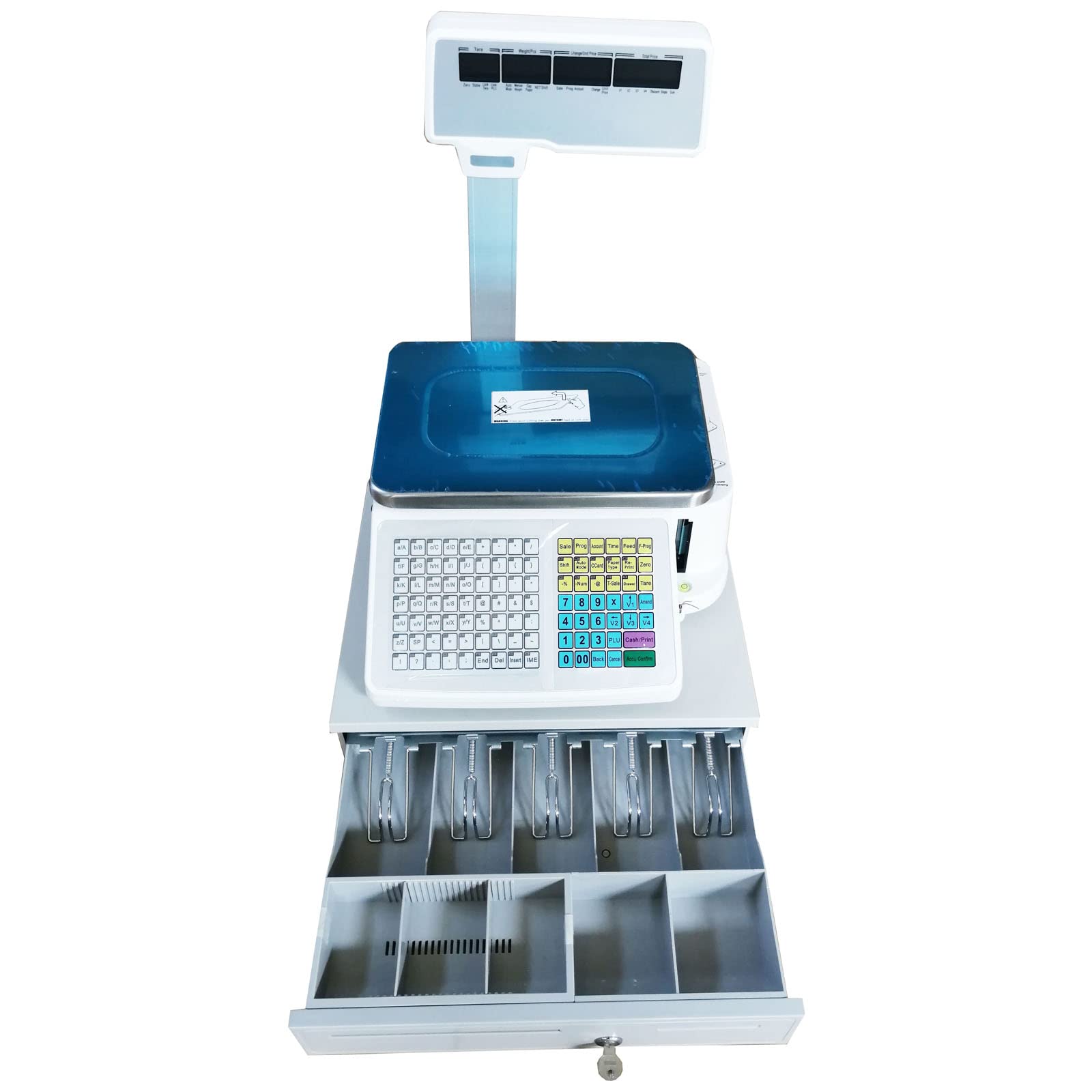 110V Digital Price Computing Scale with Thermal Printer - 66LB Capacity Electronic Scale for Supermarkets, Barcode Label Printing, Money Box & 400 Sheets Thermal Labels - Perfect for Retail, Grocery Stores & Inventory Management