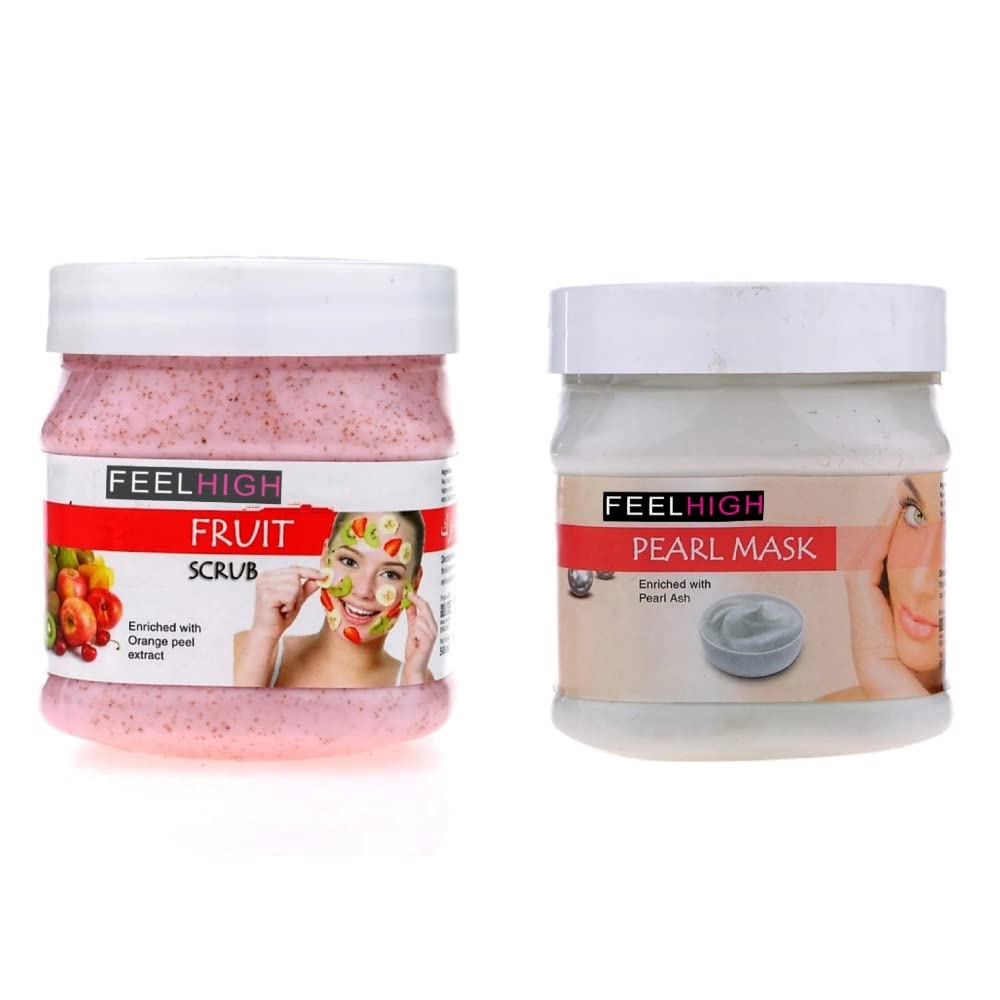 Feelhigh Exfoliating Face & Body Fruit Scrub with Pearl Mask - 2 Piece Skincare Set for Glowing Skin | Perfect for Spa Day & At-Home Self Care Routine