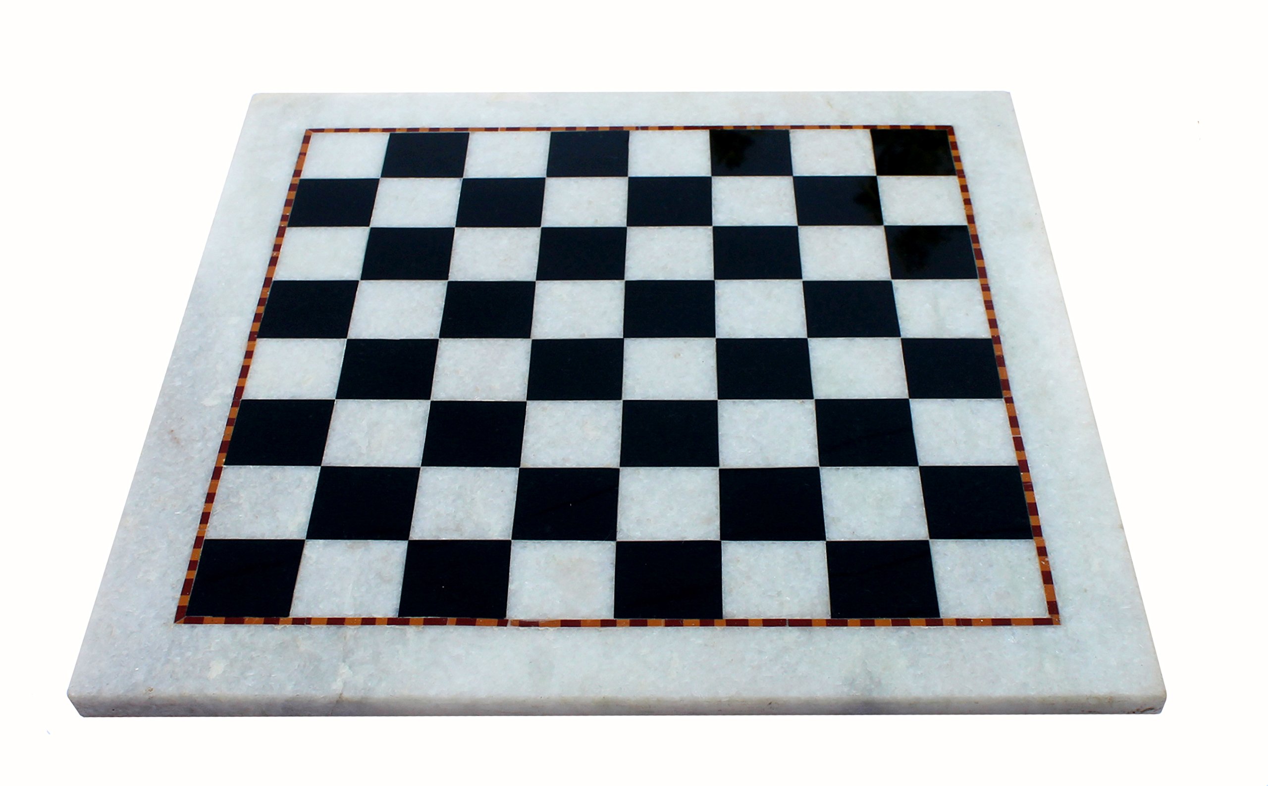 StonKraft Collectible White Natural Stone & Black Marble Chess Board Set - 15 Inch Decorative Chessboard for Home Décor, Game Room, and Office Display - Perfect for Chess Enthusiasts and Interior Design