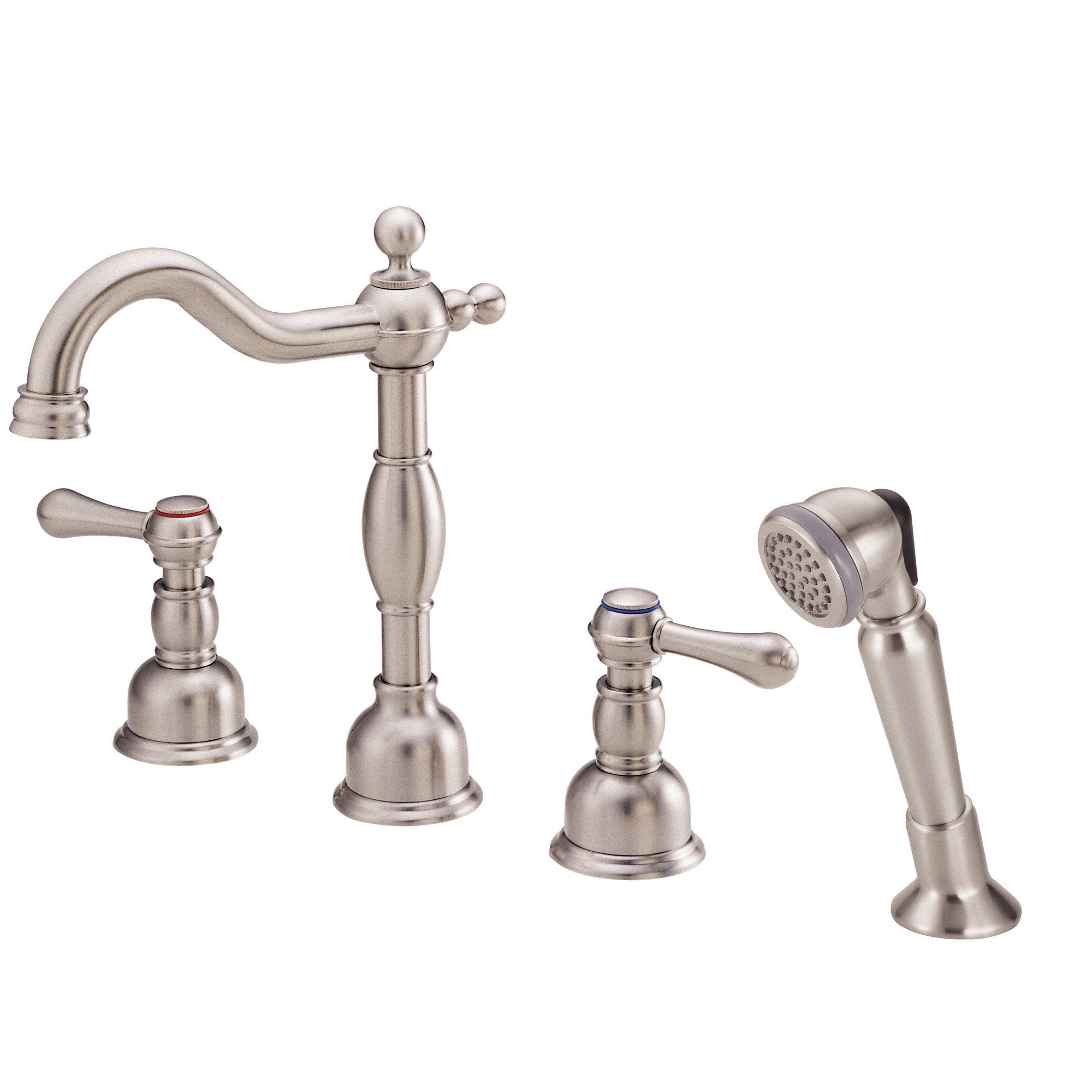 Danze Opulence Brushed Nickel Traditional Roman Tub Faucet with Hand Shower & Rough-In Valve | Bathroom Luxury Fixture for Spa-Like Experience