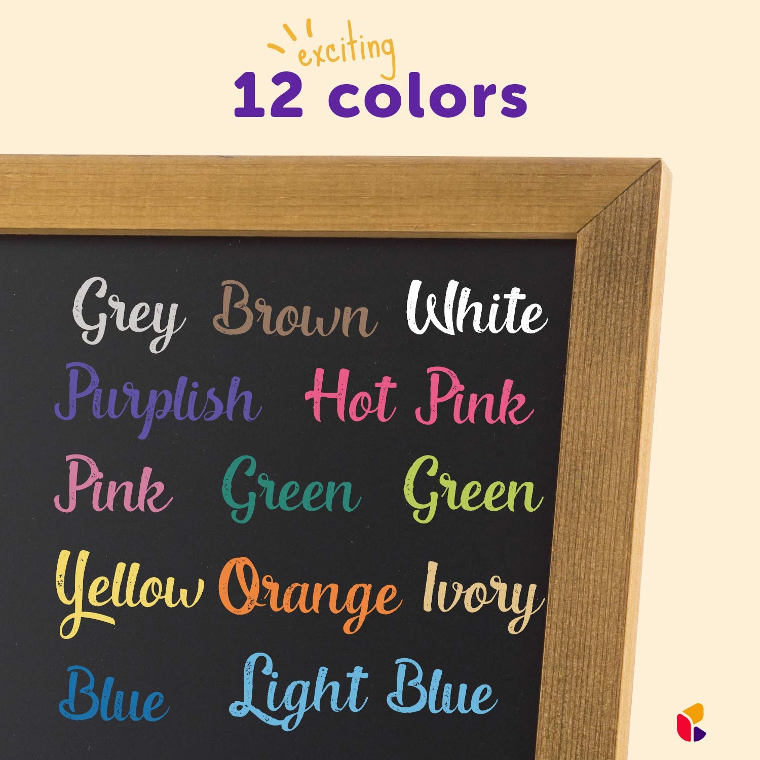 Dustless Chalk Set with Eraser - 25 Pcs (12 Colored & 12 White Chalk) for Smooth Writing on Blackboards - Includes 1 Felt Chalkboard Eraser - Perfect for Classrooms, Home Schooling & Art Projects