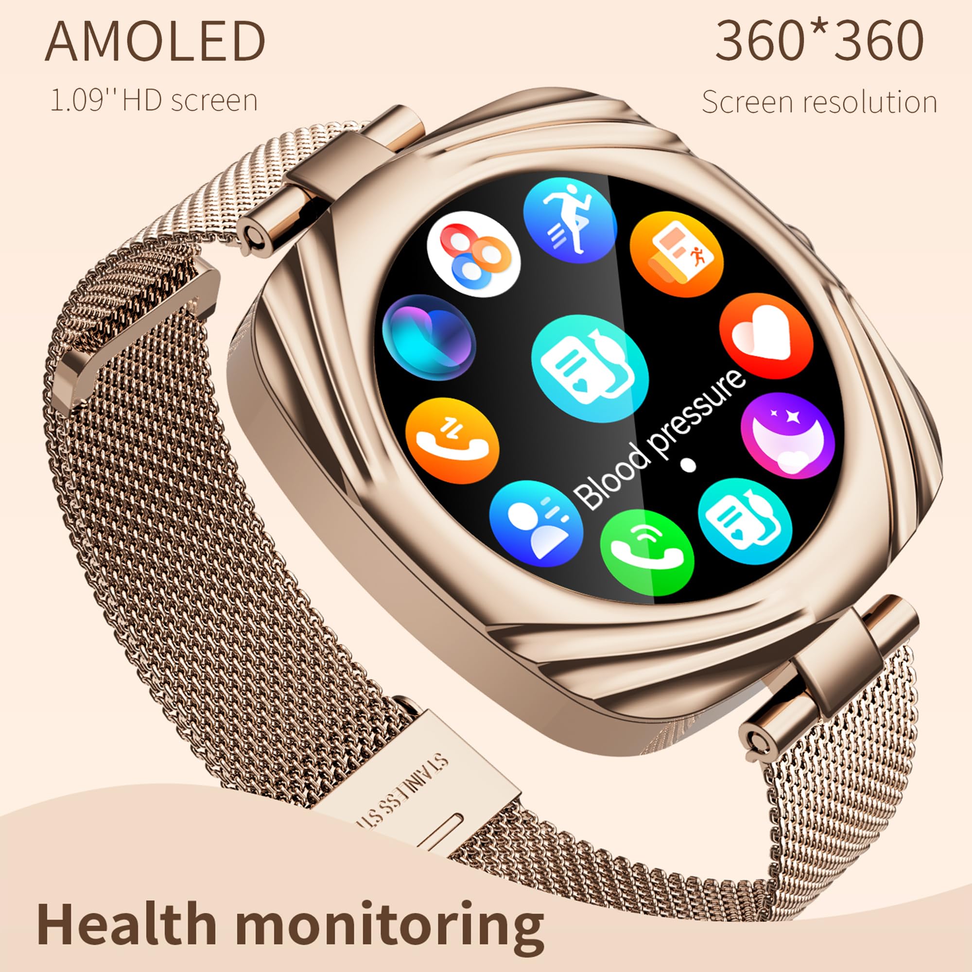 Smart Watch for Women with Heart Rate Monitor, Sleep Tracker & Fitness Modes - Bluetooth Call Smartwatch Compatible with Android & iOS - Perfect for Workouts, Running & Daily Health Tracking (Coffee)