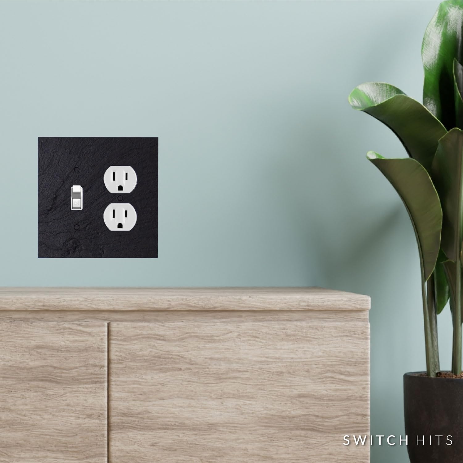 Decorative Vermont Slate Charcoal Electrical Switch Plate Cover - 2 Gang Outlet Wall Plate (5” W x 5” H) for Light Switch & Duplex Receptacle | Durable Faceplate for Home, Office & Commercial Use