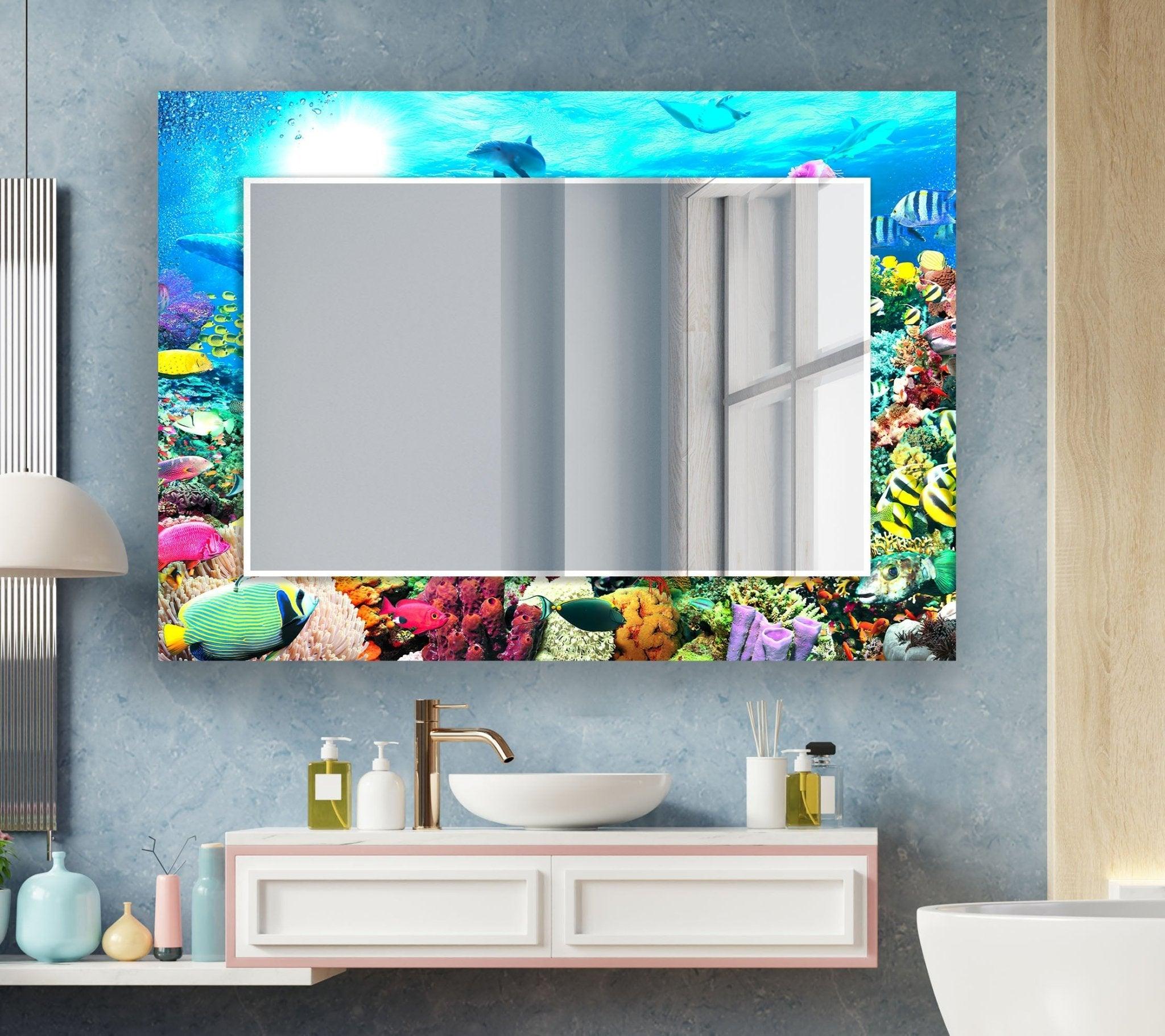 Stylish Aquarium Wall Mirror for Home & Office Decor - Enhance Your Space with a Unique Reflective Design