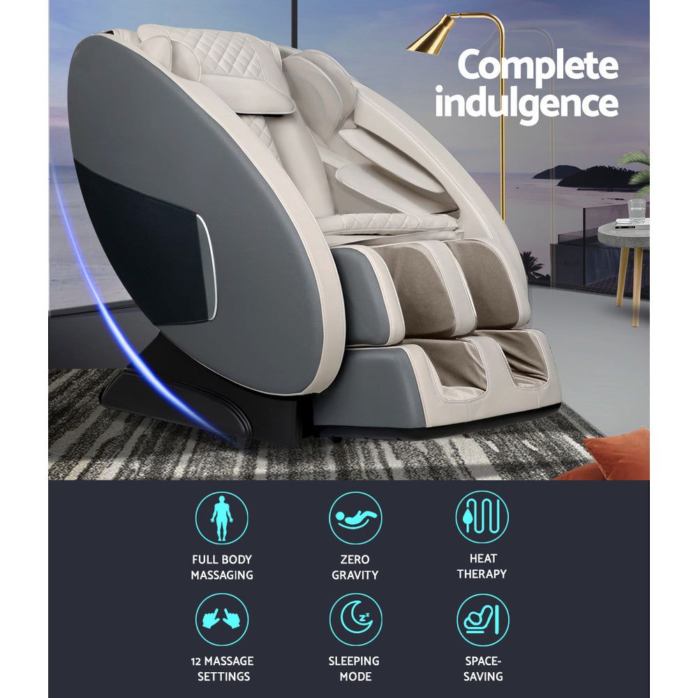 Livemor Electric Massage Chair with Recliner - Full Body Shiatsu Massager, Grey - Perfect for Home, Office & Relaxation Therapy