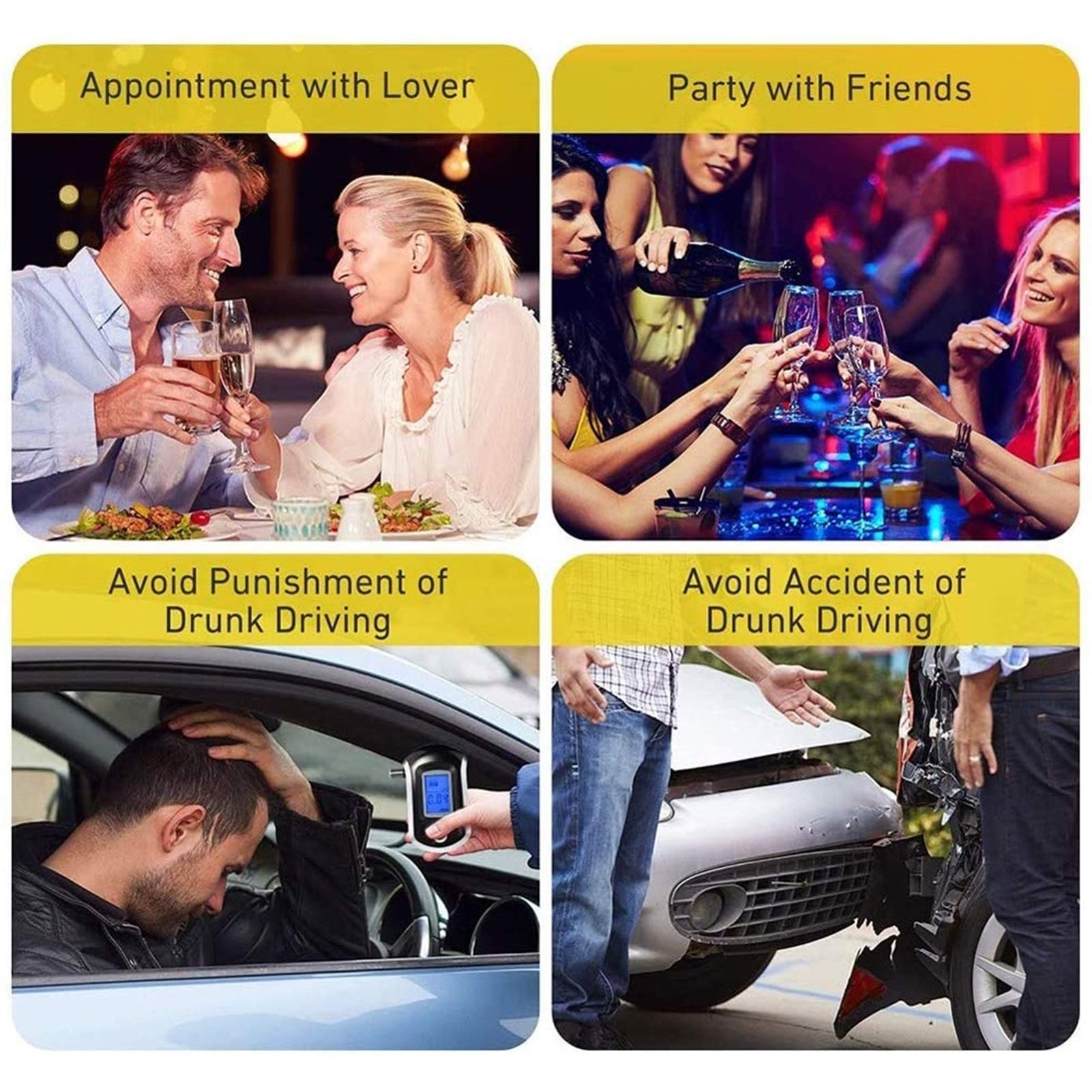 Portable Digital Breathalyzer Alcohol Tester with Backlit LCD Display - Accurate BAC Testing for Personal & Professional Use - Perfect for Home Safety, Workplace Testing, and Responsible Drinking Monitoring