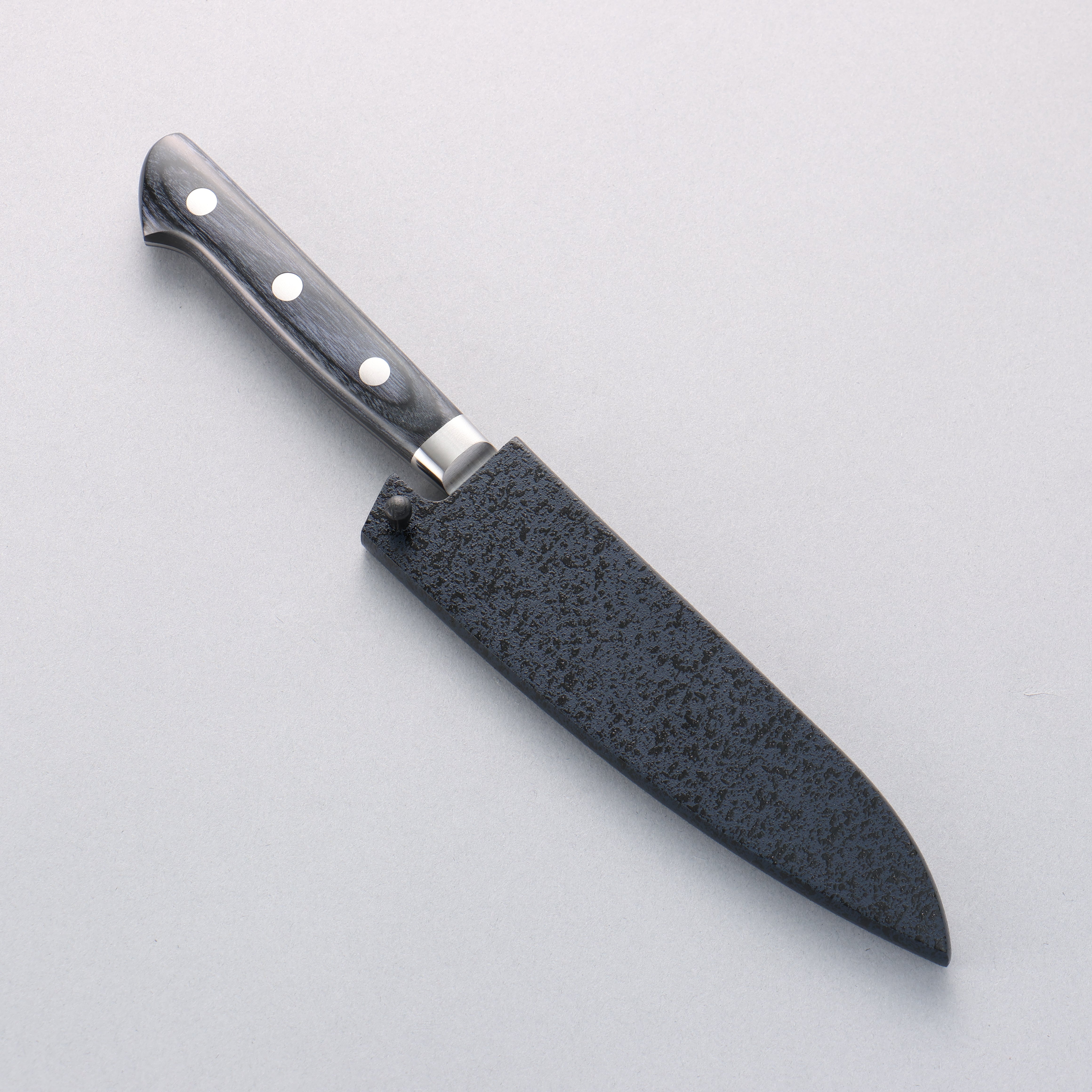 Seisuke Seiten 120mm Molybdenum Petty Utility Knife - Navy Blue Pakka Wood Handle with Sheath - Perfect for Home Cooking, Sushi Preparation & Professional Chef Use