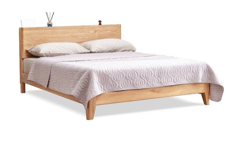 Solid Oak Wood LED Bed Frame with Built-in Lighting - Perfect for Modern Bedrooms, Guest Rooms, and Cozy Home Decor