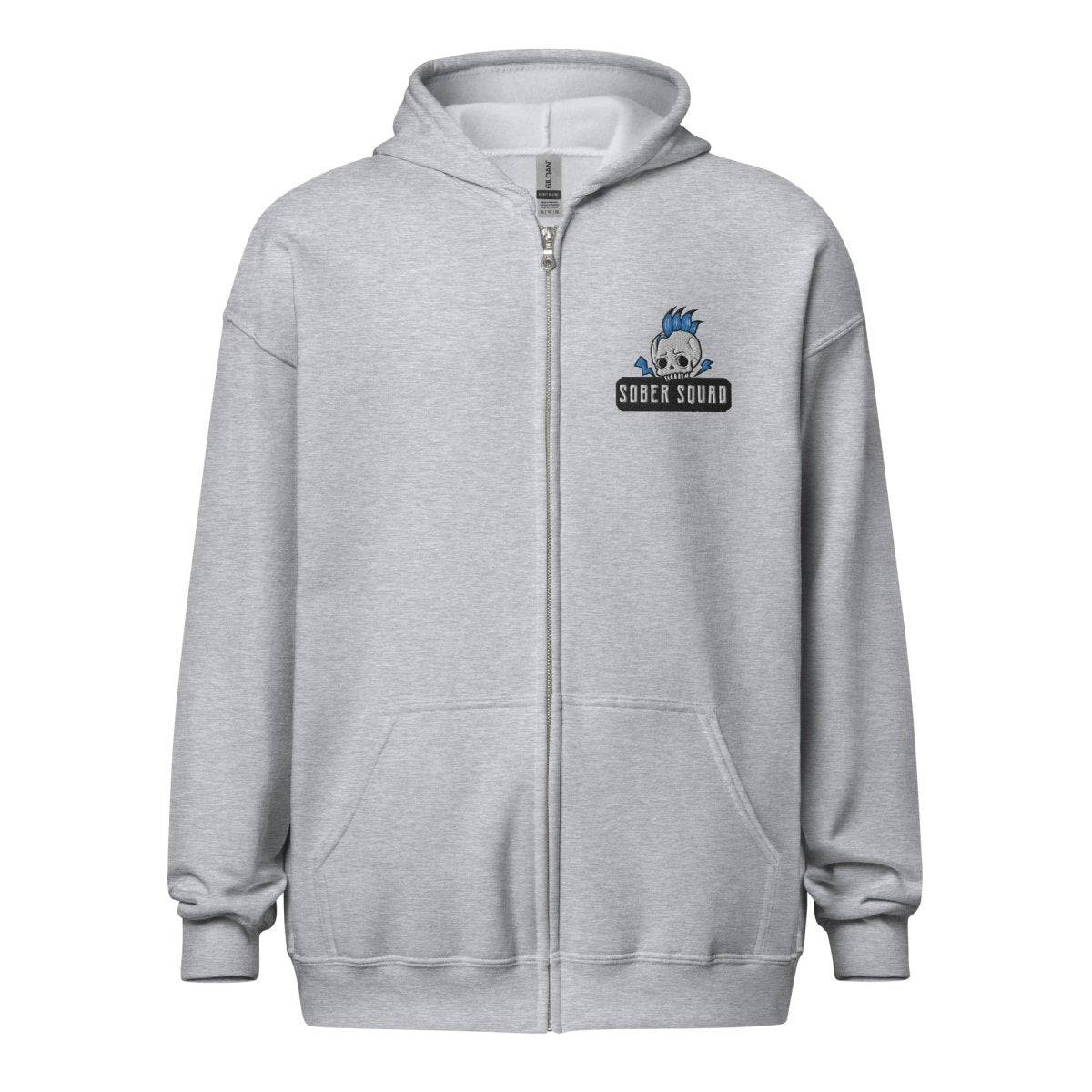Sober Squad Skull Mohawk Unisex Heavy Blend Zip Hoodie - Stylish Streetwear for Men & Women - Perfect for Casual Outfits, Skateboarding, and Urban Fashion