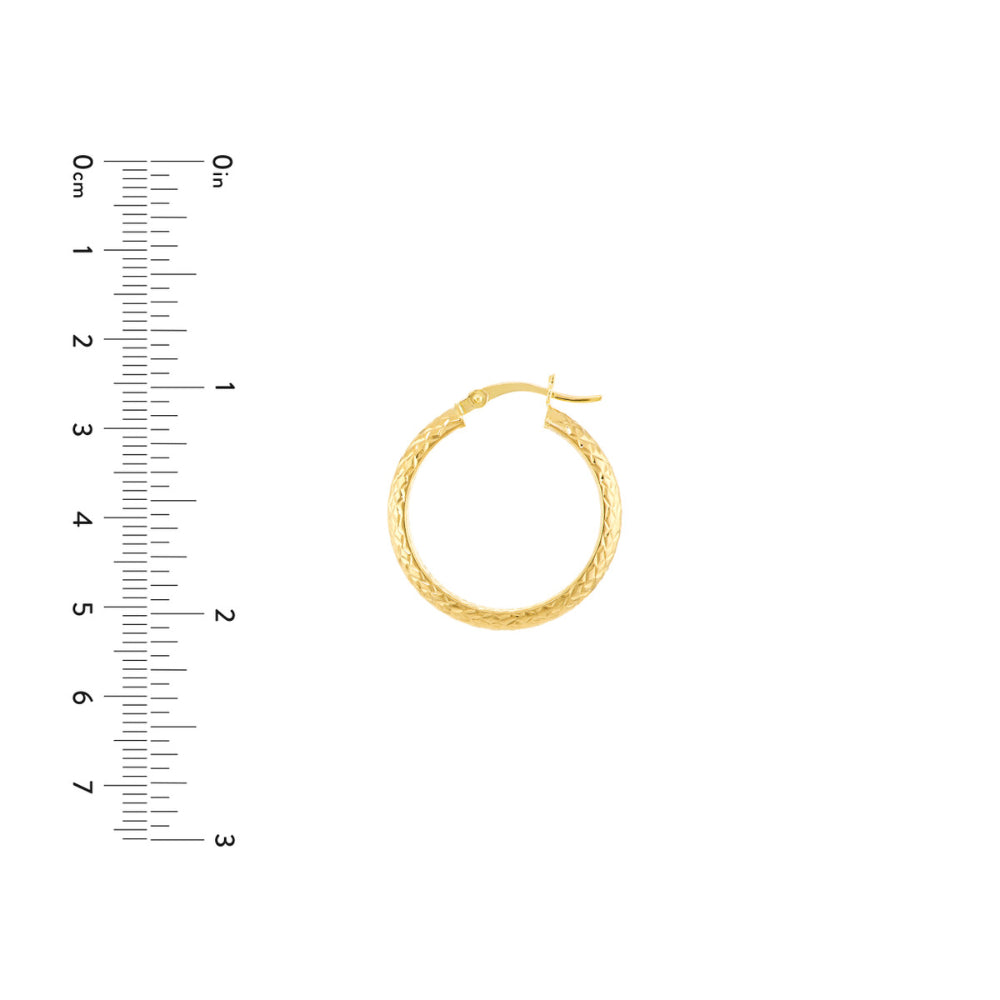 14K Gold Diamond Cut Hoop Earrings for Women - Elegant Dangle Hoops for Everyday Wear & Special Occasions