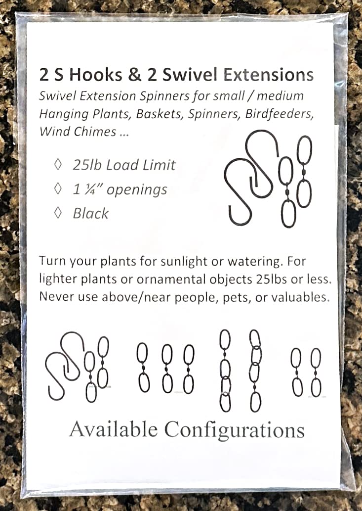 Swivel Plant Hooks with Hanging Basket Extensions - 2 Pack for Indoor & Outdoor Plants - Perfect for Balcony, Garden, and Home Decor