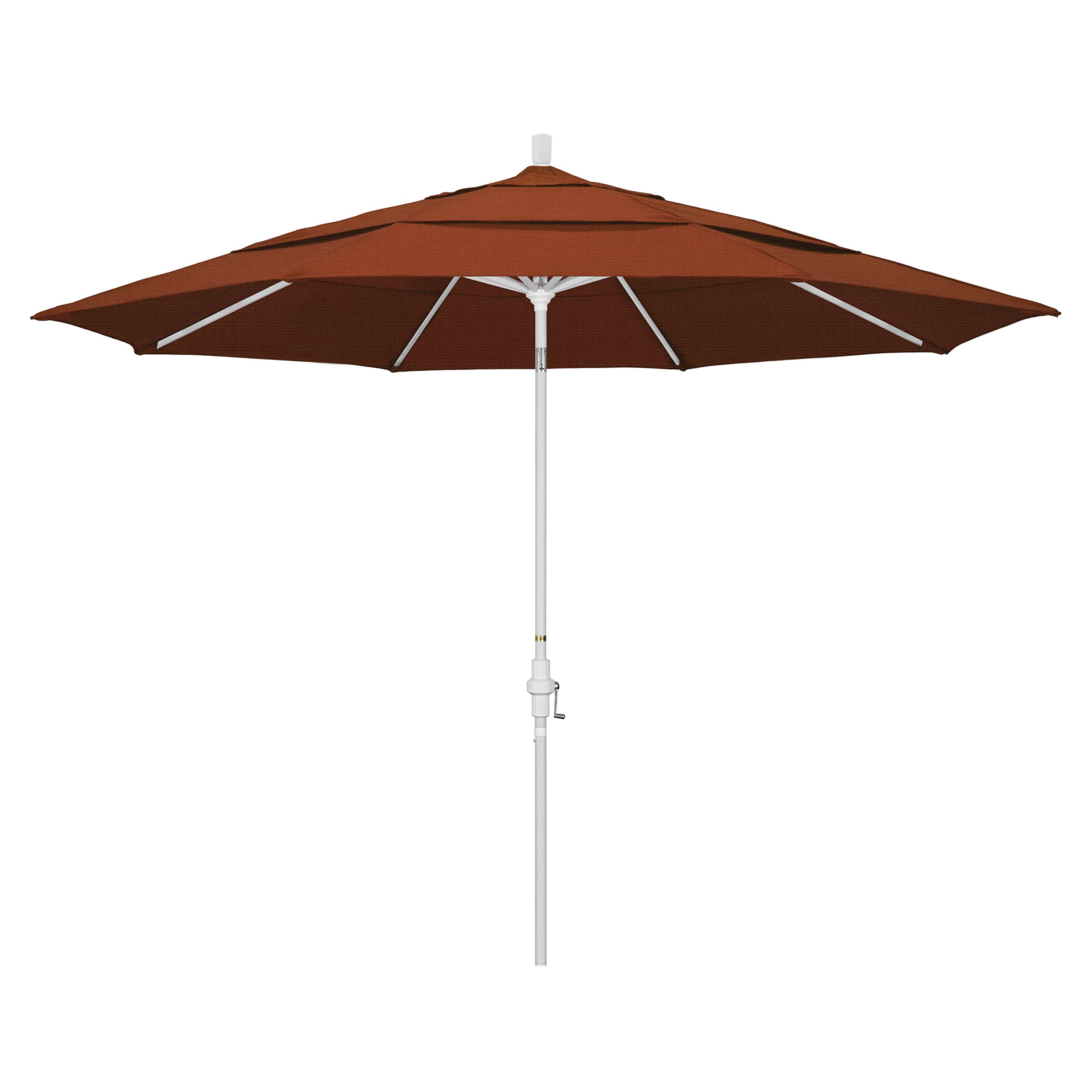 California Umbrella 11' Round Aluminum Patio Umbrella with Crank Lift & Tilt Mechanism - Perfect for Outdoor Dining, Poolside Lounging, and Backyard Relaxation