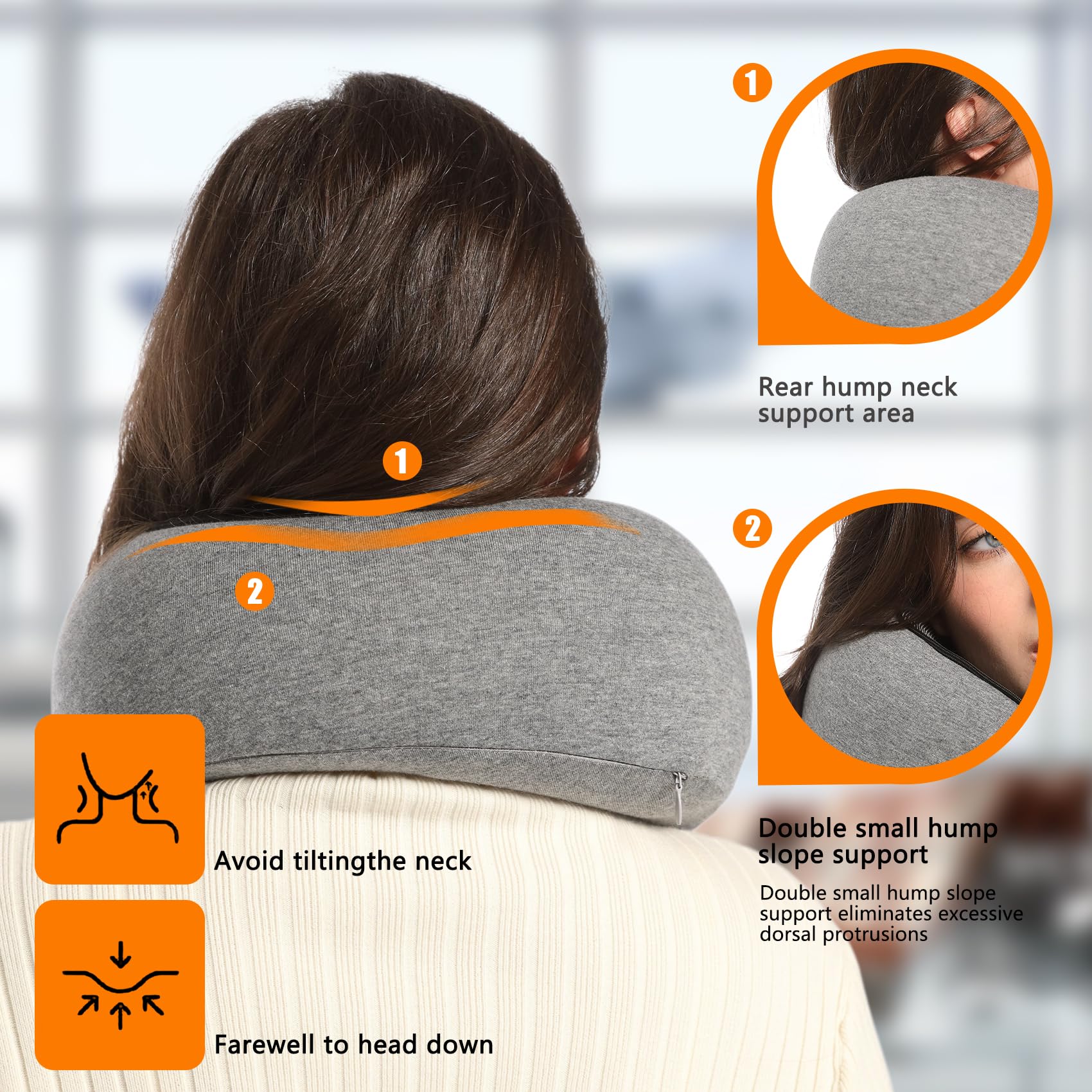 Memory Foam Neck Travel Pillow - Ergonomic Support for Airplanes, Offices & Cars - Portable Headrest for Comfortable Sleep - Perfect for Long Flights, Road Trips & Work Breaks