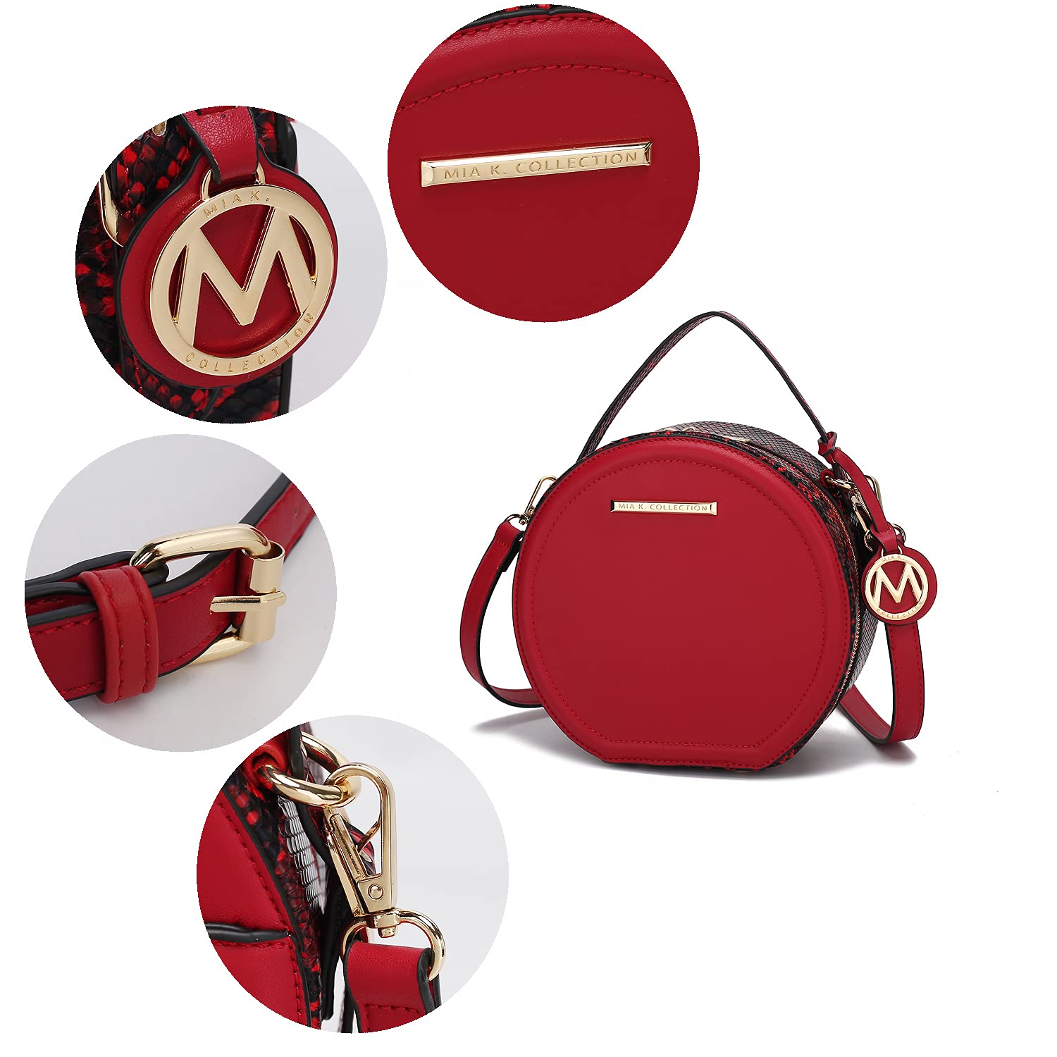 MKF Collection Vegan Leather Round Crossbody Bag for Women - Stylish Circle Shoulder Purse by Mia K | Perfect for Casual Outings, Date Nights & Travel Accessories