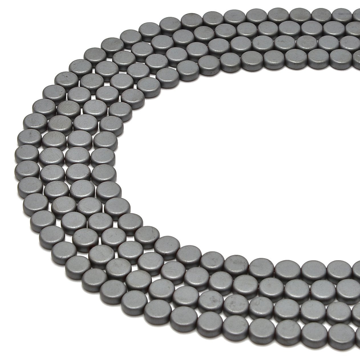 Gray Hematite Matte Flat Coin Beads 6mm & 8mm - 15.5 Inch Strand for Jewelry Making, DIY Bracelets & Necklaces - Perfect for Healing Crystal Crafts & Meditation Accessories