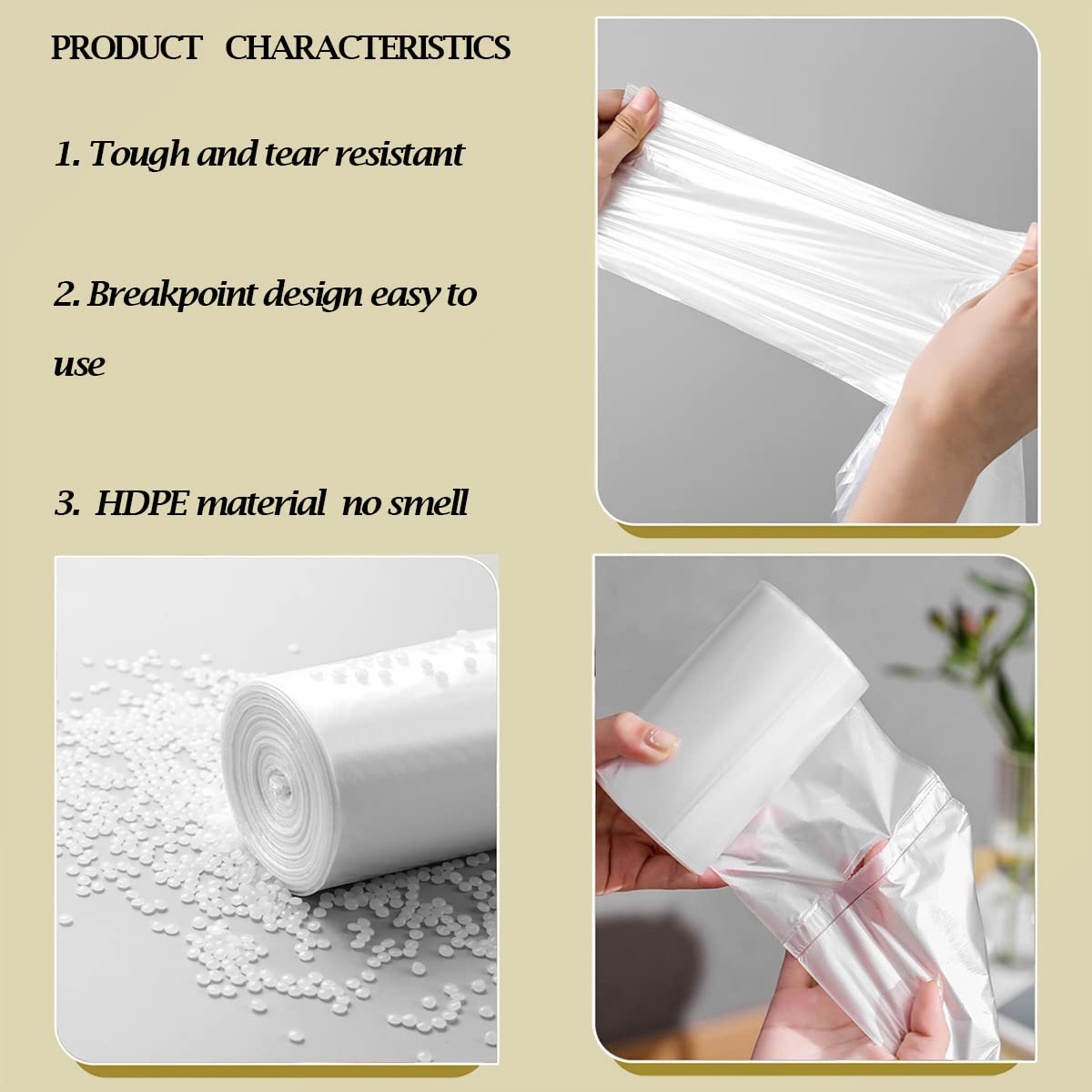 4 Gallon Small Trash Bags (110 Count) - Clear Unscented Waste Basket Liners for Bathroom, Kitchen & Bedroom | Fits 5 Gallon/15L Cans - Perfect for Home, Office & Dorm Use