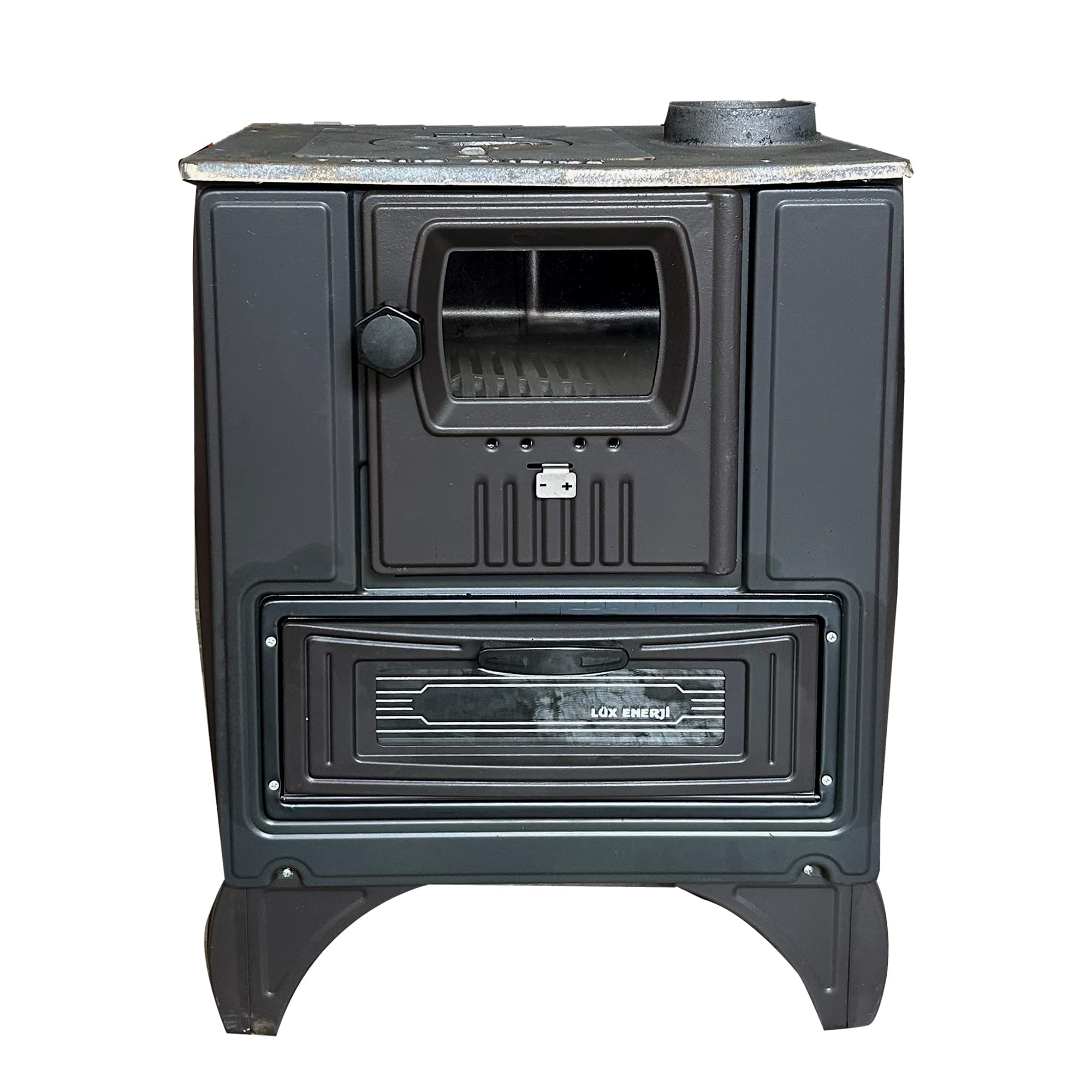 Premium Small Cast Iron Wood Stove with Oven - Portable Outdoor Camping Stove for Backpacking, Tiny Houses & Cabins - Perfect for Heating, Cooking & Baking in Wilderness, RV Living & Off-Grid Homes