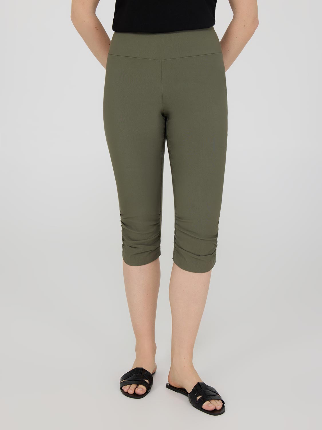 Stylish Ruched Capri Pants for Women - High Waisted Stretchy Yoga Pants - Perfect for Workout, Yoga, and Casual Wear