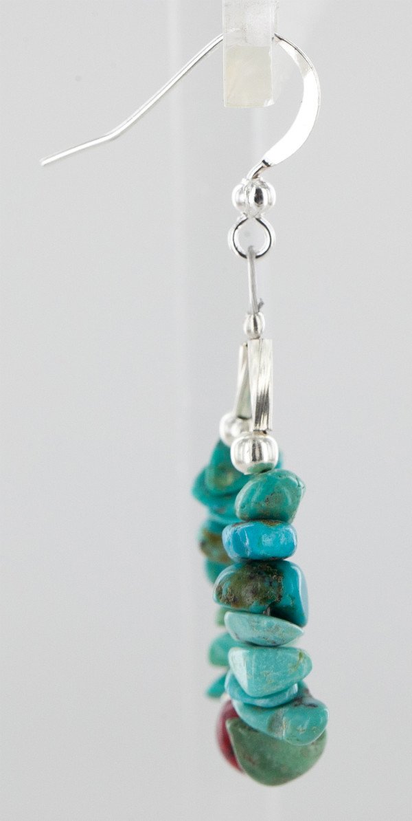 Authentic Navajo Sterling Silver Earrings with Turquoise & Red Quartz - Handmade by Loma Siiva - $80 Tag Certified - Perfect for Native American Jewelry Collectors & Boho Fashion Lovers