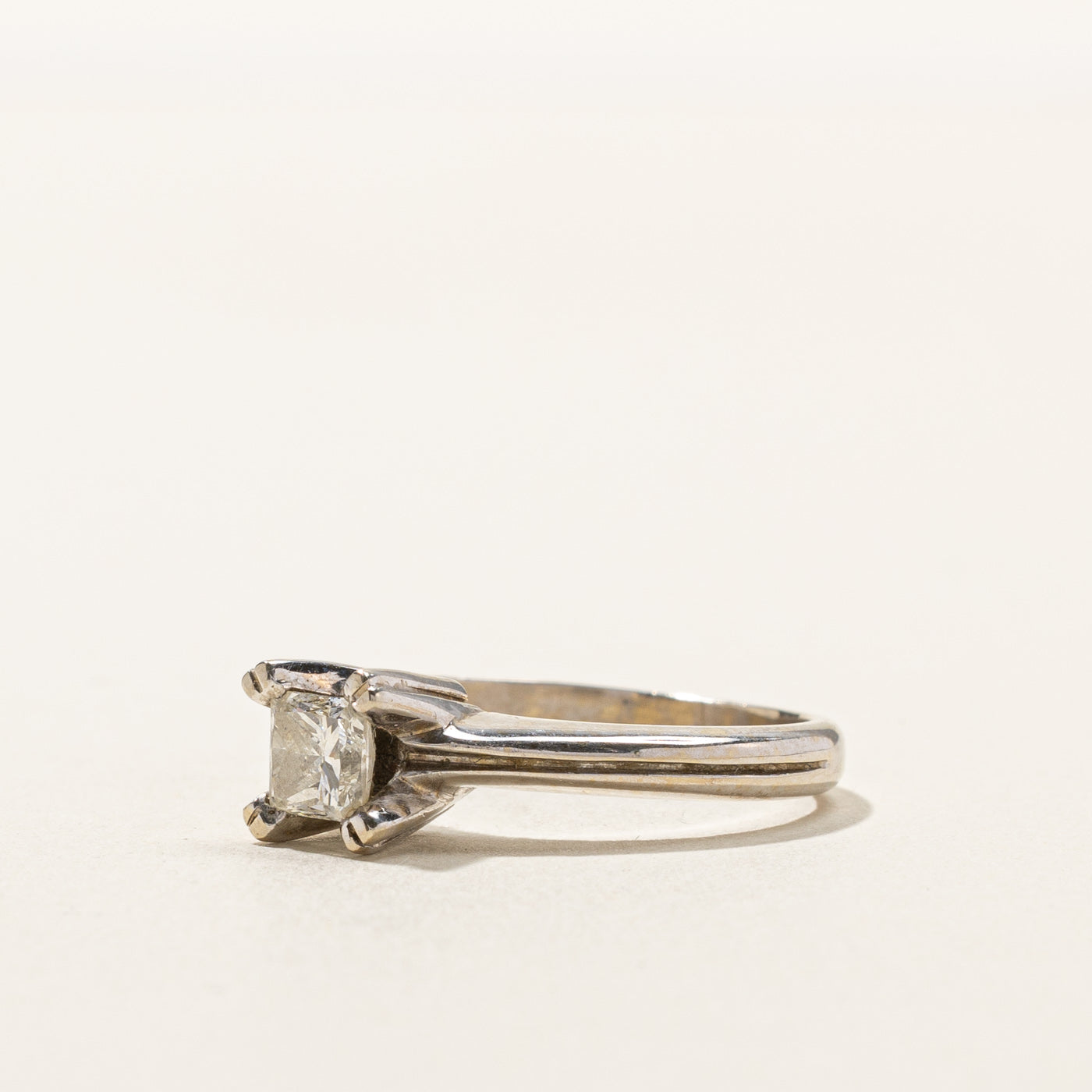 Solitaire Princess Diamond Ring - 0.51 Carat Round Cut Diamond Engagement Ring in Size 6 | 14K White Gold | Perfect for Proposals, Anniversaries & Special Occasions