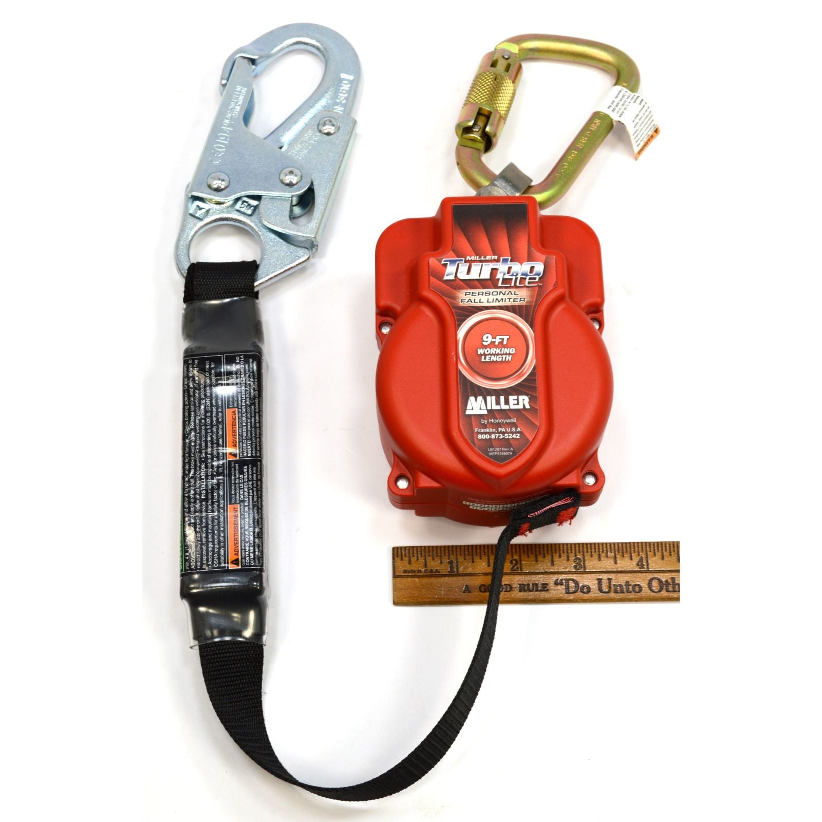 Honeywell Miller Turbo Lite Fall Limiter No. MFL 1 Z7/9FT - Complete Safety Harness Kit for Construction & Roofing Work | OSHA Compliant Fall Protection Gear