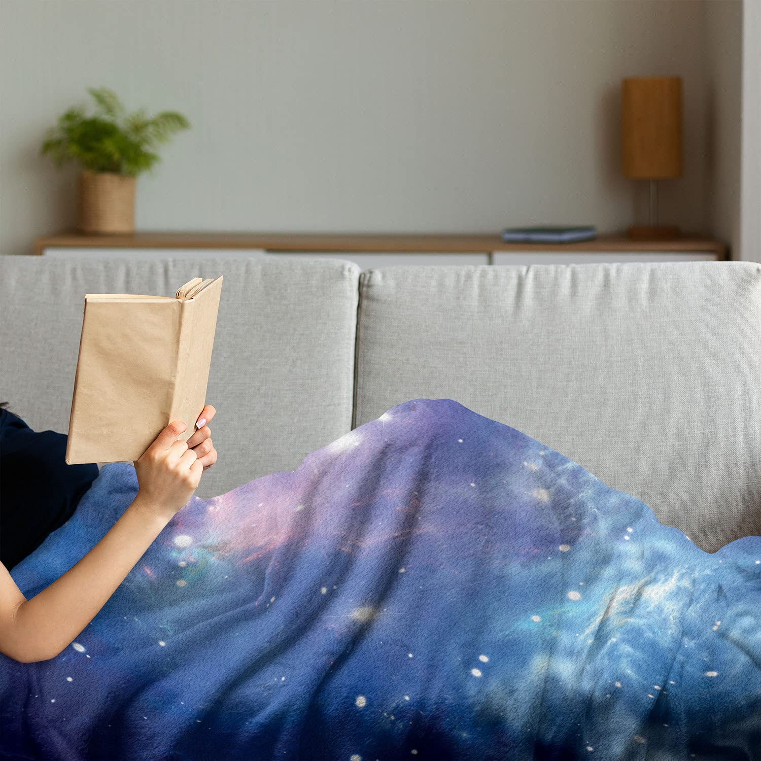 Ambesonne Outer Space Throw Blanket | Galaxy Nebula Star Cluster Astronomy Design | Soft Flannel Fleece Blanket for Couch, Bed, Sofa | 60