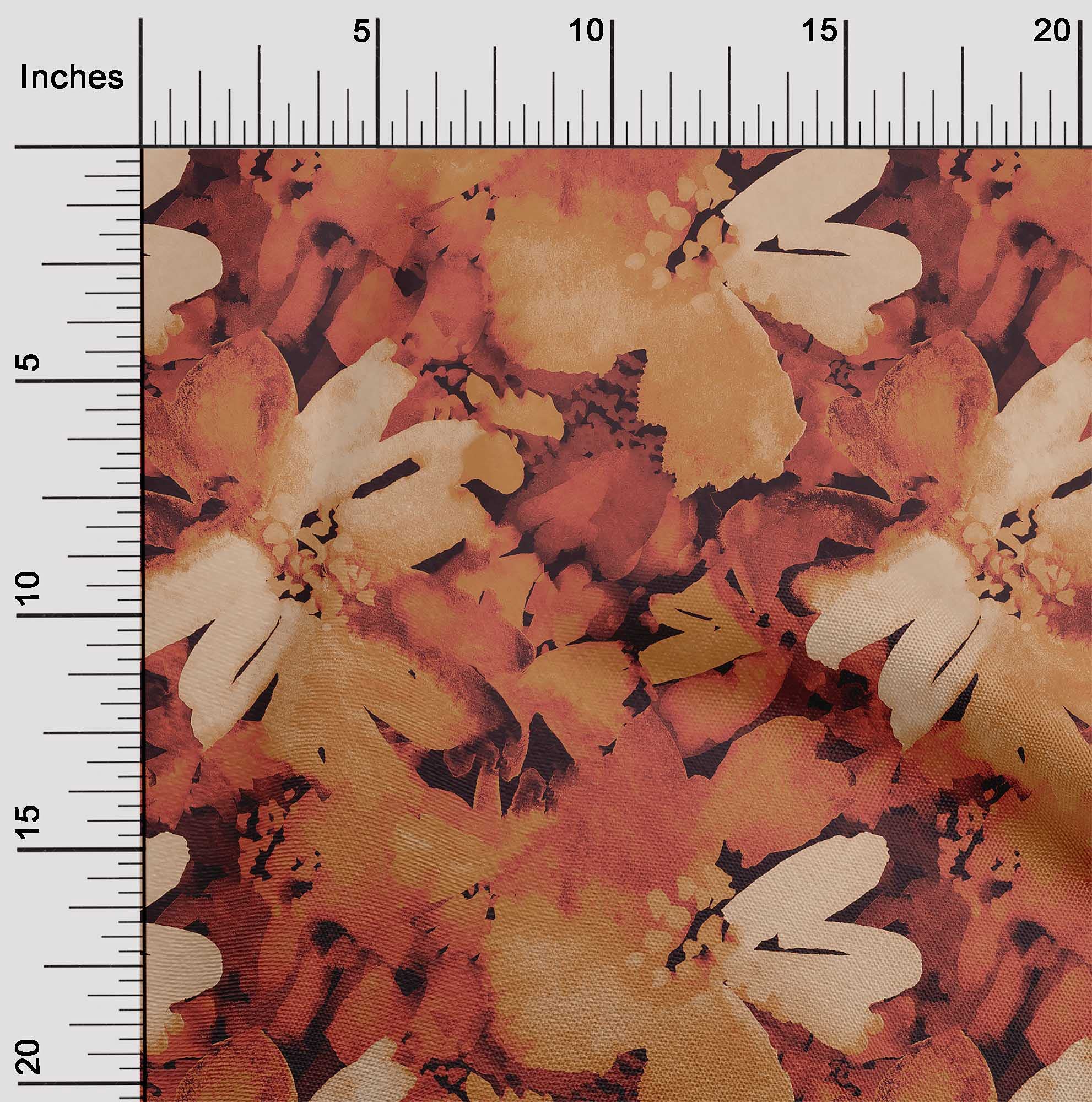 oneOone Polyester Spandex Orange Floral Printed Fabric for Sewing & Crafts - 56 Inch Wide by The Yard | Perfect for Dresses, Quilts & DIY Home Decor Projects