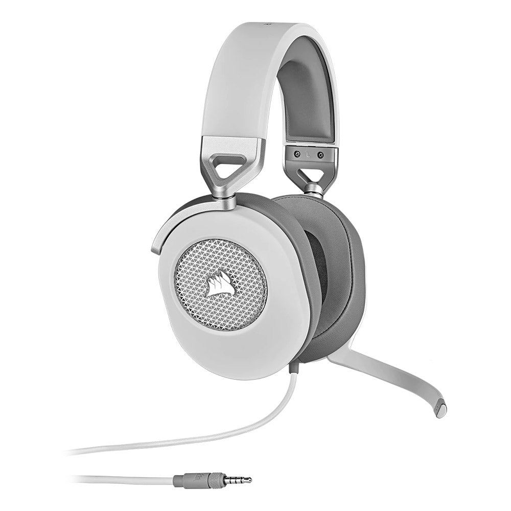 Corsair HS65 Surround Gaming Headset - White | 7.1 Virtual Surround Sound, Memory Foam Ear Cushions | Perfect for PC, PS5, Xbox & Competitive Gaming