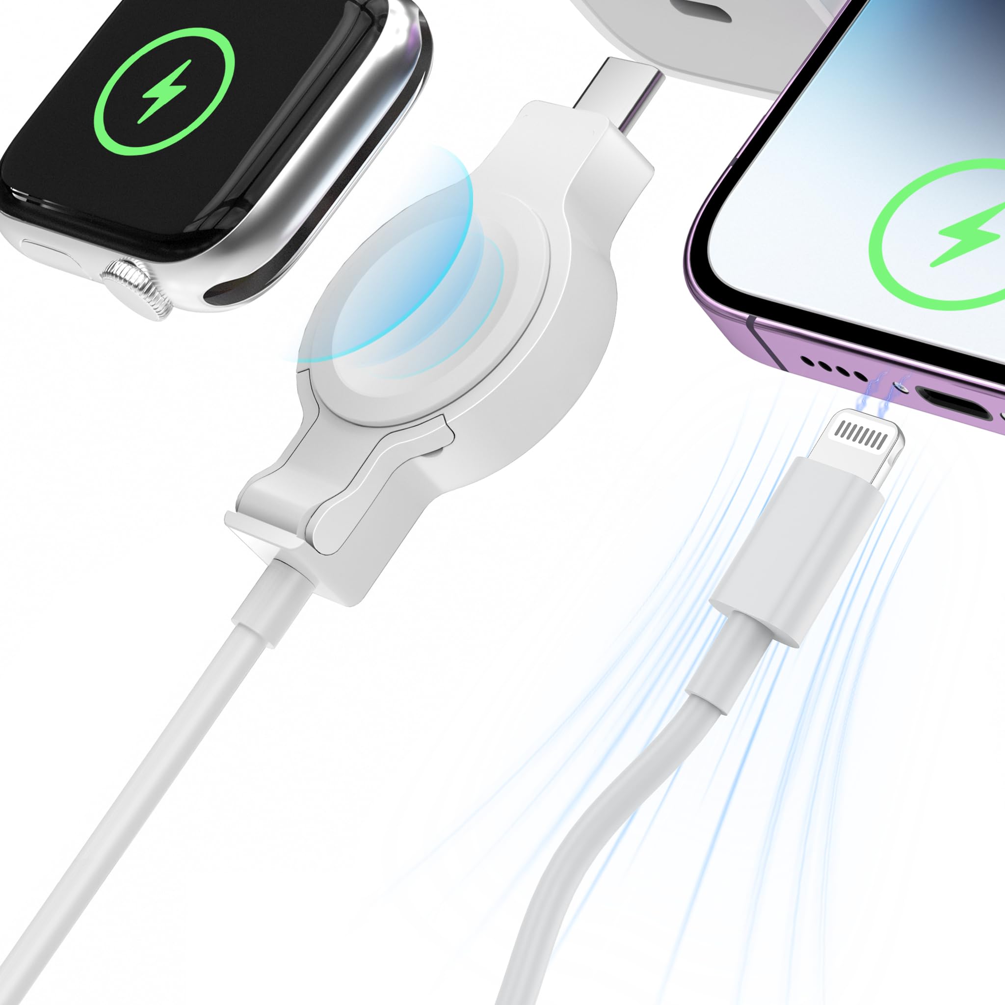 2-in-1 Magnetic USB C Charger for Apple Watch & iPhone - 6FT Fast Charging Cable Compatible with iWatch Series Ultra/SE/iPhone 14/13/12 - Perfect for Travel, Office & Nightstand Charging