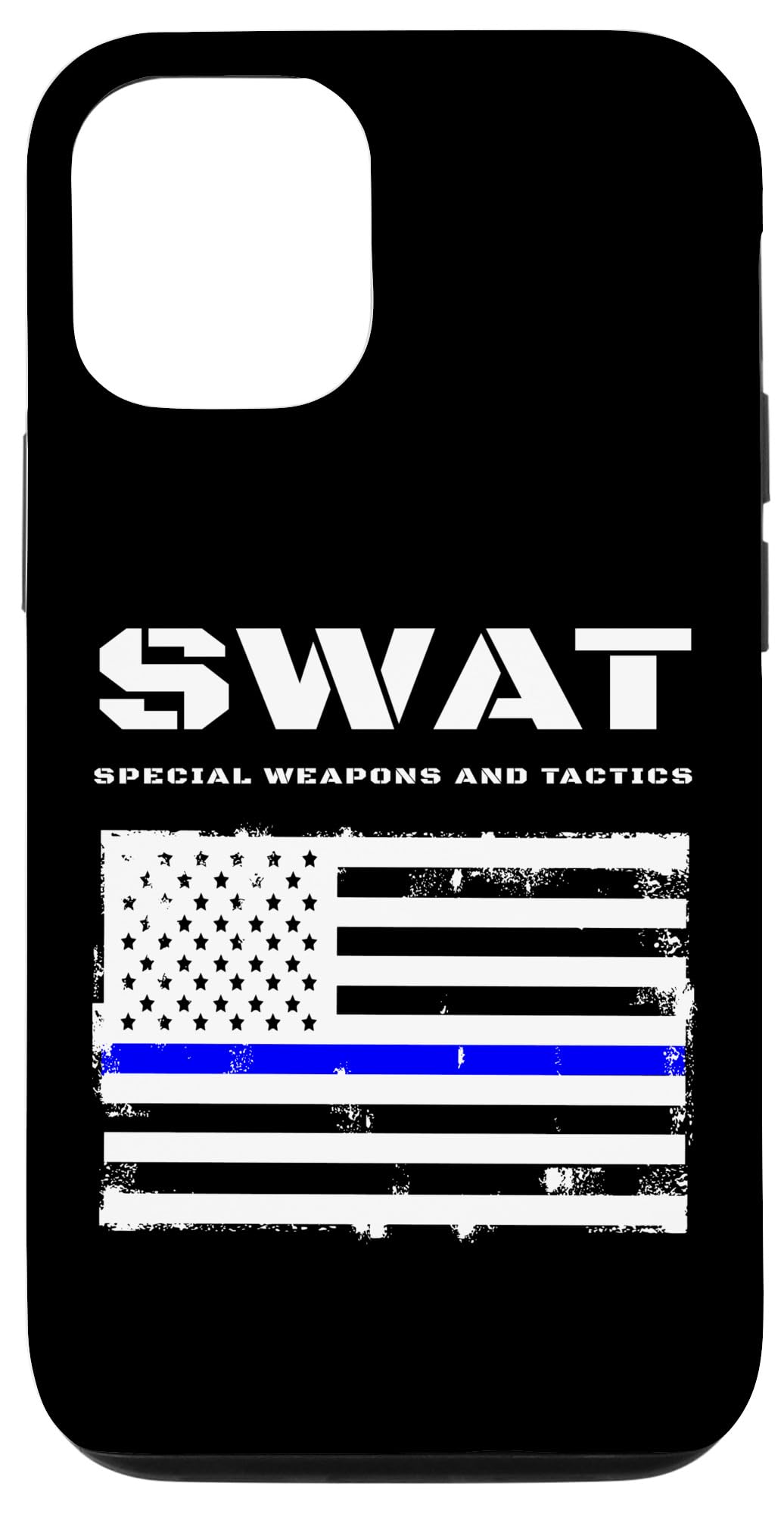 iPhone 12/12 Pro Case - Thin Blue Line USA Flag Design - SWAT Special Weapons & Tactics Tribute - Protective Phone Cover for Police Supporters & First Responders - Perfect for Duty, Everyday Use & Patriotic Display