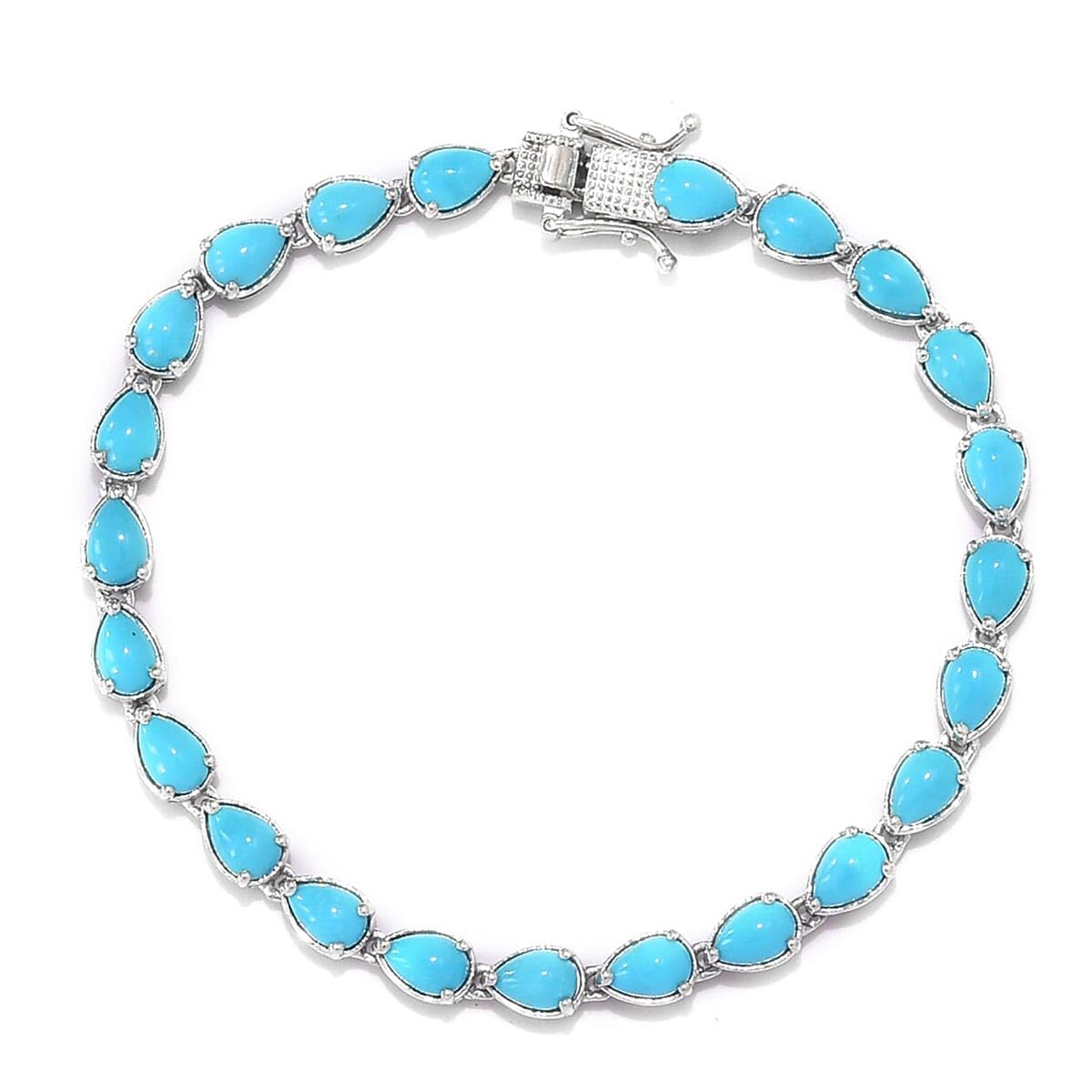 925 Sterling Silver Platinum Plated Sleeping Beauty Turquoise Bracelet for Women | Elegant Jewelry Gift for Engagement, Anniversary, Wedding, Birthday | Size 7.25