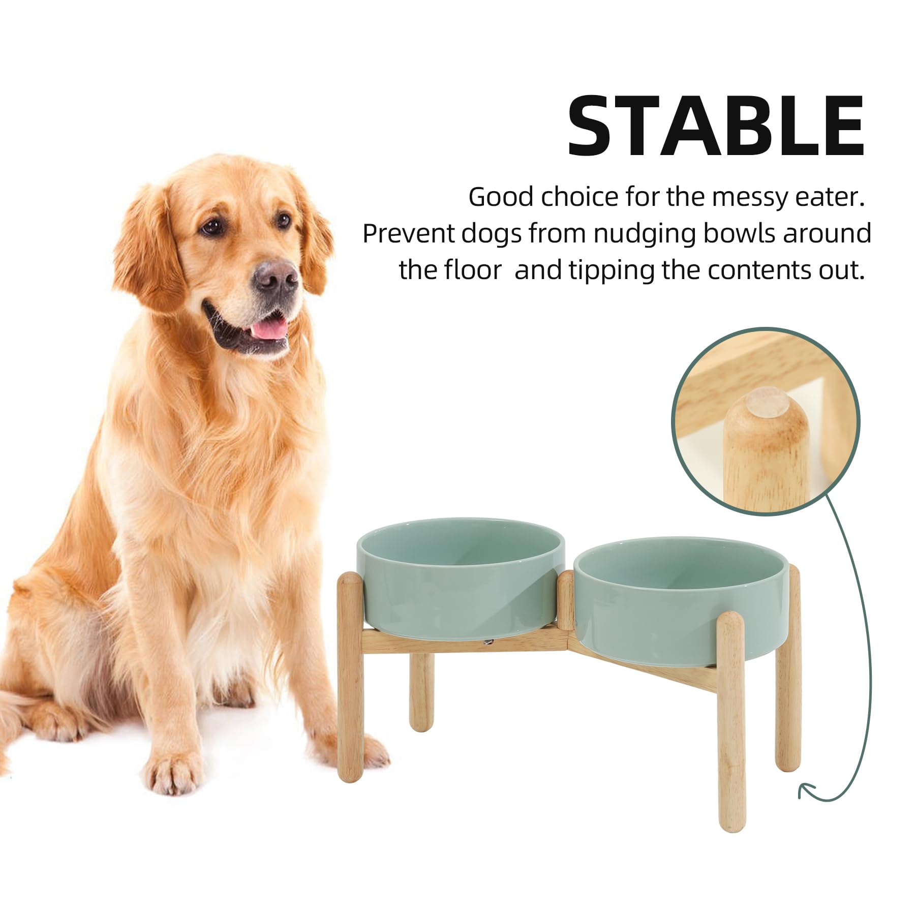 Premium Ceramic Dog Bowls for Large Breed Dogs - 8 Inch Pet Food & Water Dish Set (2 Pack, Light Green) - Durable & Non-Slip for Indoor/Outdoor Use
