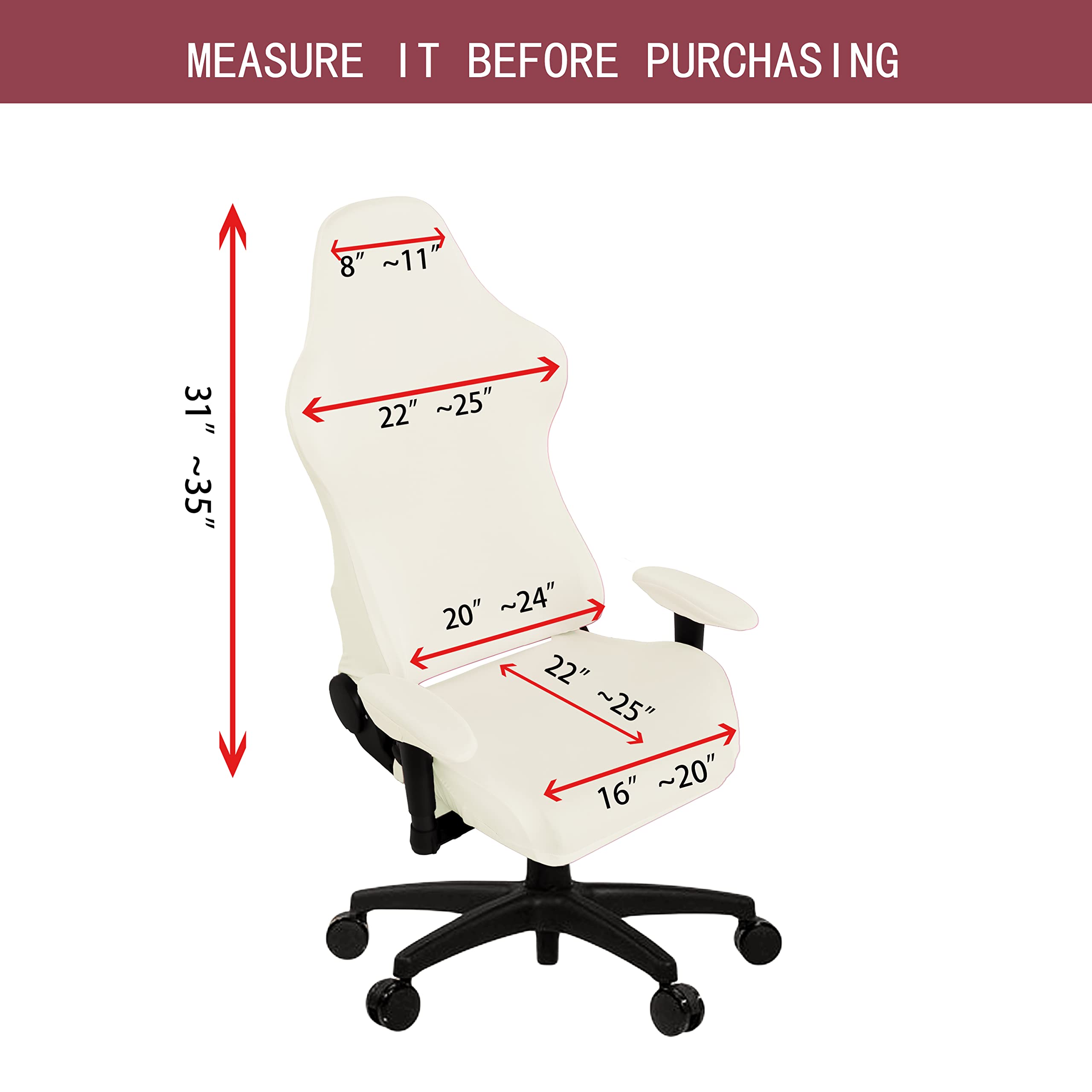 Premium Stretch Gaming Chair Cover - Washable Slipcover for Armchair, Swivel & Office Chairs - X-Large Ivory - Perfect for Gaming Setups & Home Office Decor