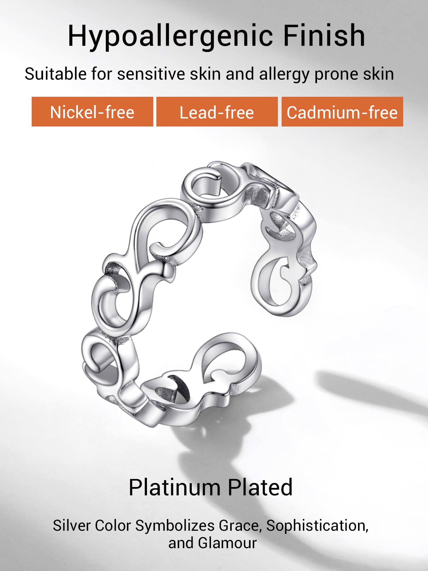 PROSILVER 925 Sterling Silver Adjustable Open Ring for Women - Solid 925 Silver Stackable Knuckle & Pinky Ring - Gift Box Included - Perfect for Stacking, Everyday Wear & Special Occasions