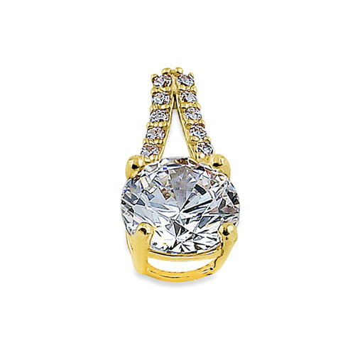 14K Solid Yellow Gold Vintage Round Cubic Zirconia Pendant Necklace - Elegant Gift for Women, Perfect for Weddings, Anniversaries & Special Occasions