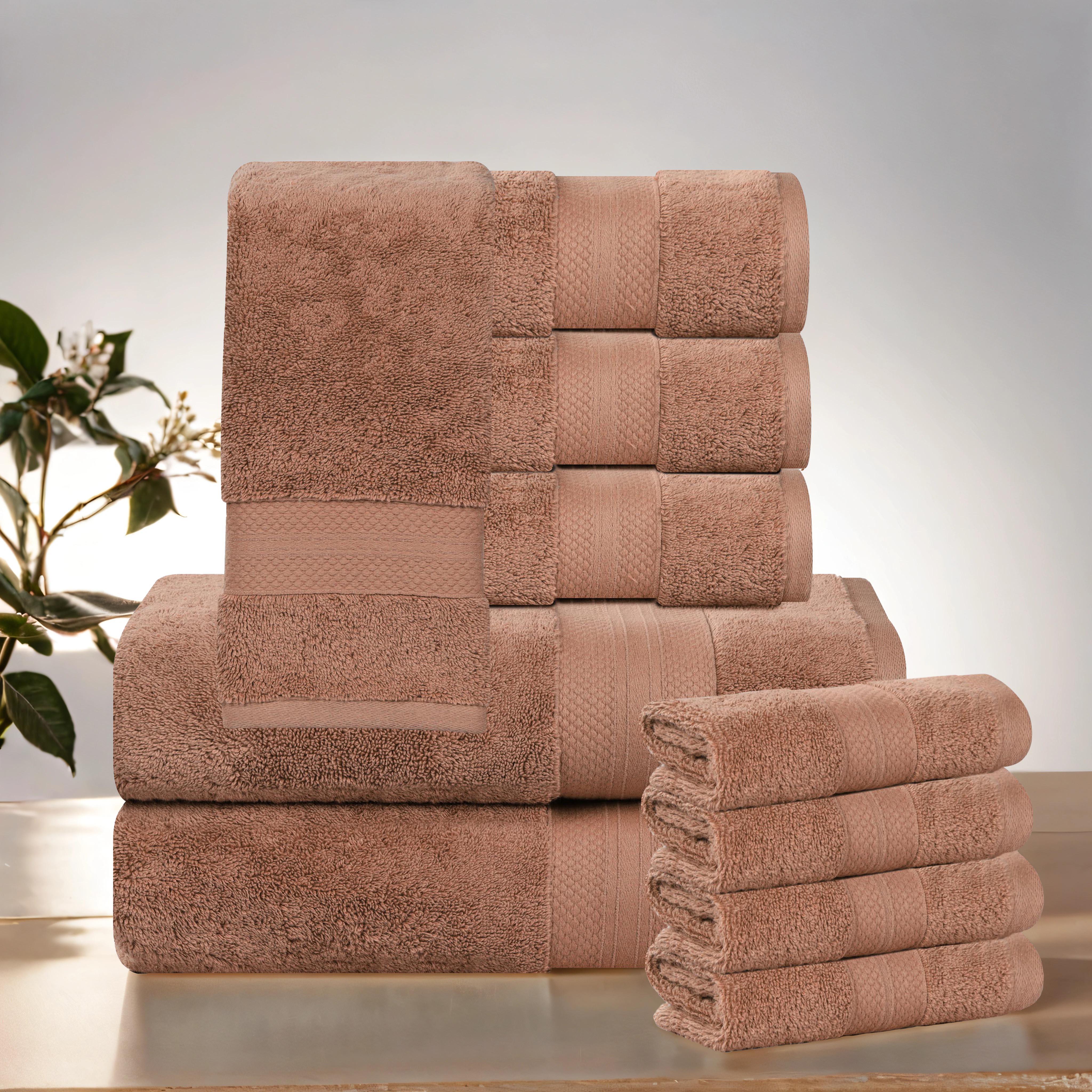Premium Aria 10-Piece Turkish Cotton Towel Set - Ultra Soft & Absorbent Bath Towels, Hand Towels & Washcloths for Spa, Hotel & Luxury Home Use