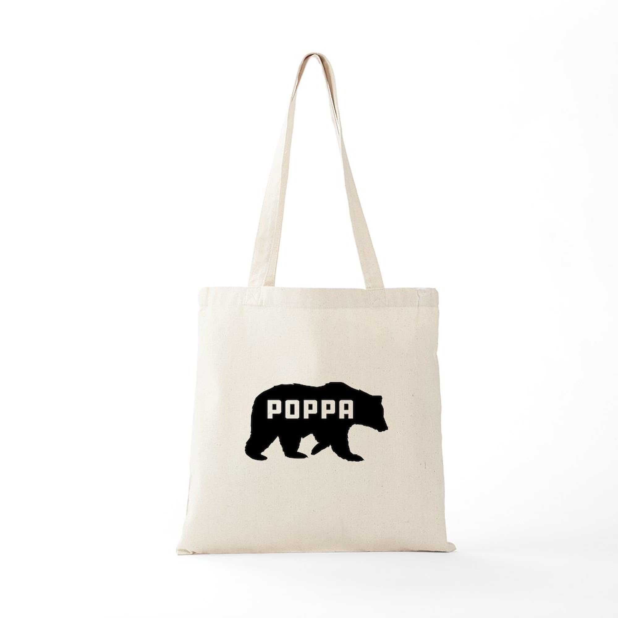 Poppa Bear Canvas Tote Bag - Natural Reusable Shopping Bag for Groceries, Beach & Everyday Use | Durable Eco-Friendly Cotton Tote with Dad-Themed Design
