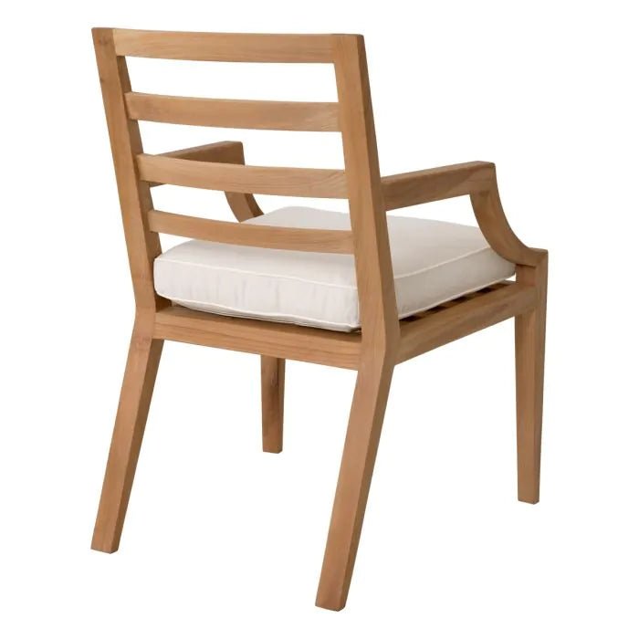 Handmade Designer Natural Color Arm Outdoor Dining Chair - Patio, Garden, Poolside, and Backyard Furniture for Relaxing and Entertaining
