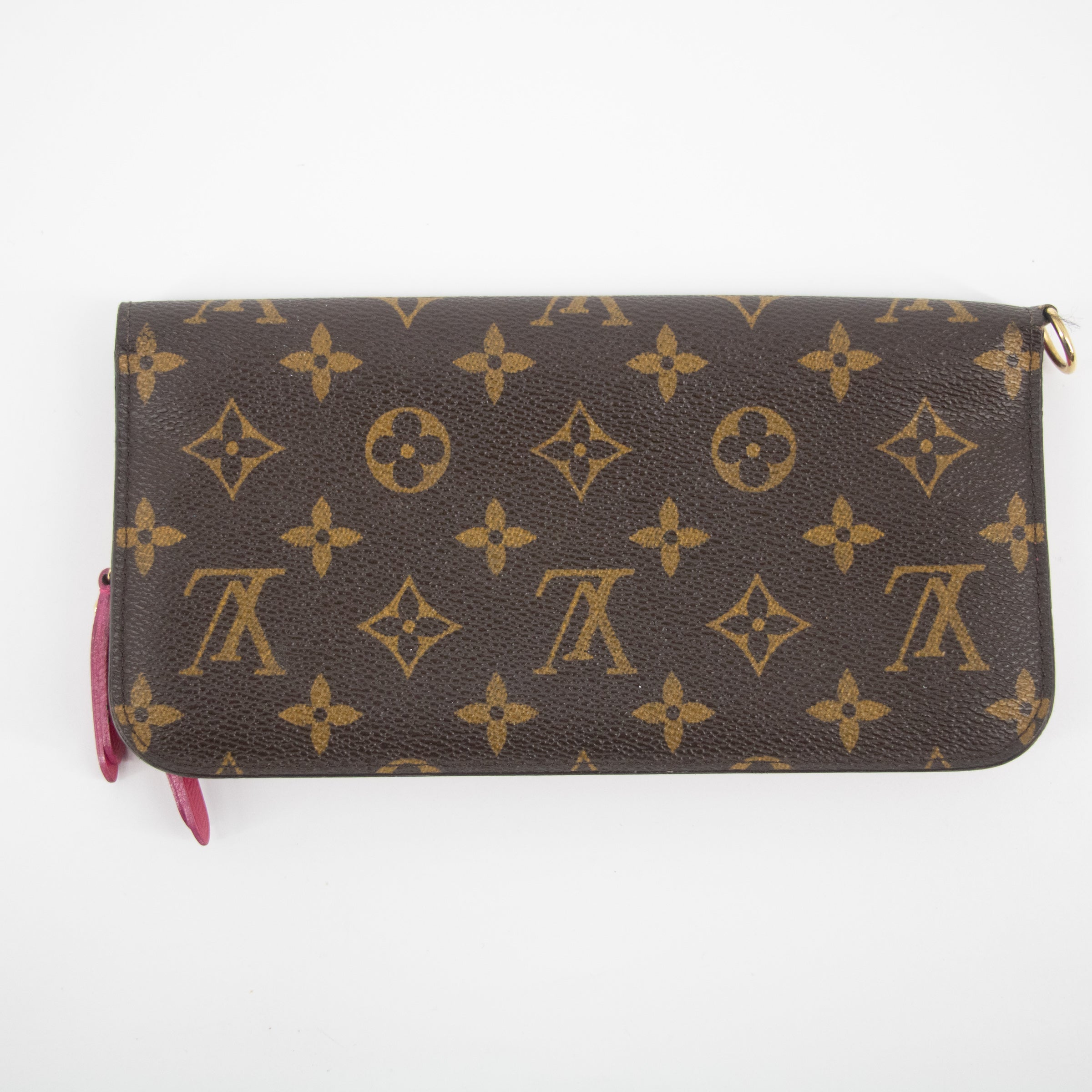 Authentic Louis Vuitton Monogram Clemence Wallet with Fuchsia Interior - Luxury Women's Zip Around Wallet for Everyday Use & Travel | Style #2184