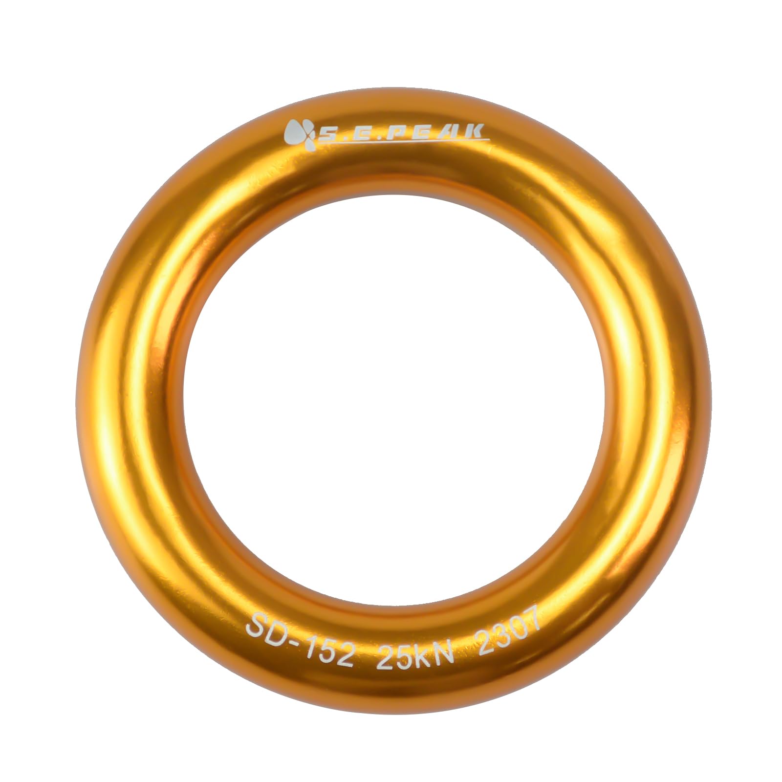 25kN Heavy Duty Aluminum Rappel Ring - Rock Climbing & Arborist Gear - Gold/Blue O-Ring for Secure Rope Connections - Perfect for Belaying, Tree Rigging & Rescue Operations