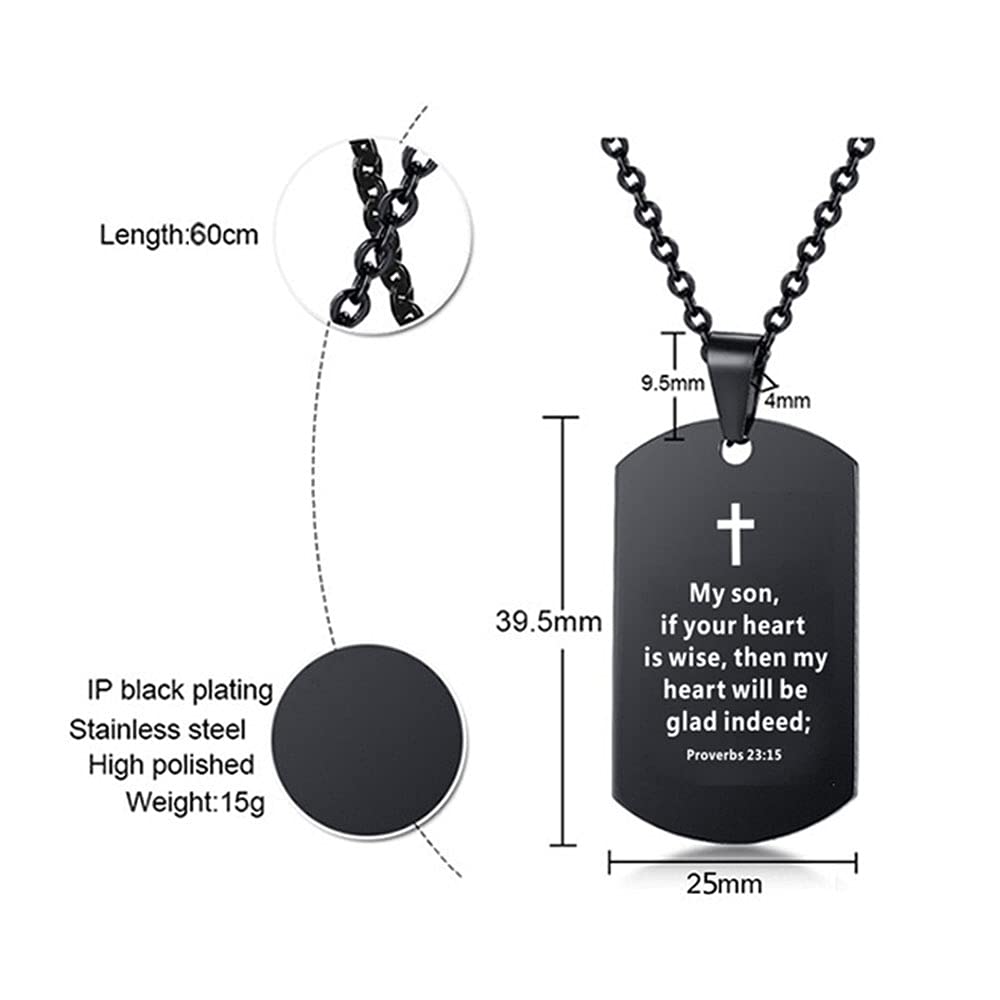 Religious Prayer Dog Tag Necklace for Men - Bible Verse Cross Pendant, Baptism & Faith Jewelry with Inspirational Bible Revelations - Perfect for Church, Daily Wear & Spiritual Gifts