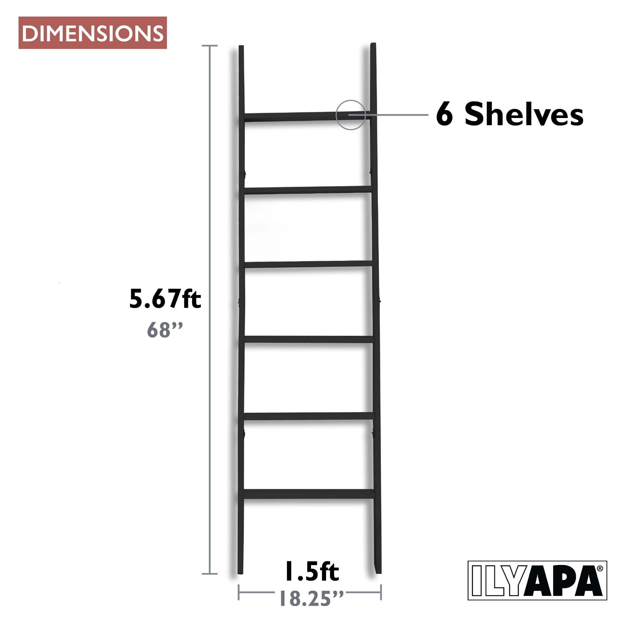 Rustic Blanket Ladder for Living Room - Foldable Decorative Quilt Ladder with Easy Storage | Black Weathered Wood Ladder for Blankets, Towels & Home Decor | Perfect for Living Rooms, Bedrooms & Bathrooms