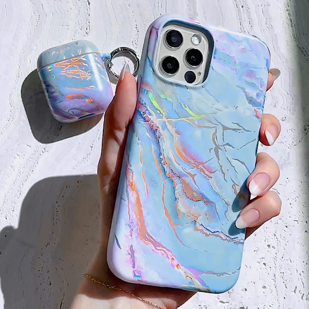 Velvet Caviar iPhone 13 Pro Max Case for Women - 10ft Military Grade Drop Protection, MagSafe Compatible, Cute Holographic Blue Marble Design with Soft Microfiber Lining - Perfect for Everyday Use, Work & Travel Protection