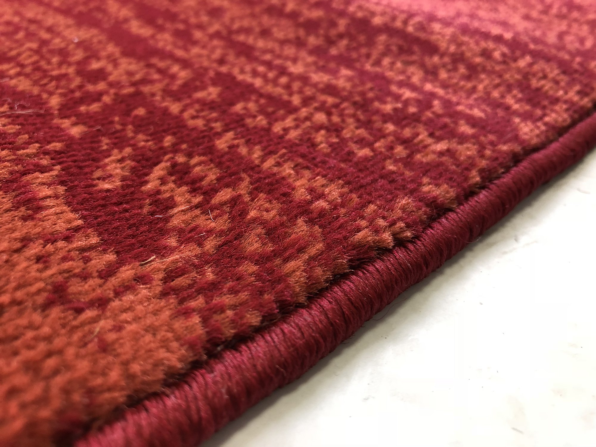 Burgundy Orange Geometric Abstract Modern Area Rug - 7'10