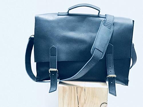 Premium Leather Laptop Briefcase for Business Professionals - Slim Lawyer Bag with Shoulder Strap - Perfect for Office, Courtroom & Business Travel
