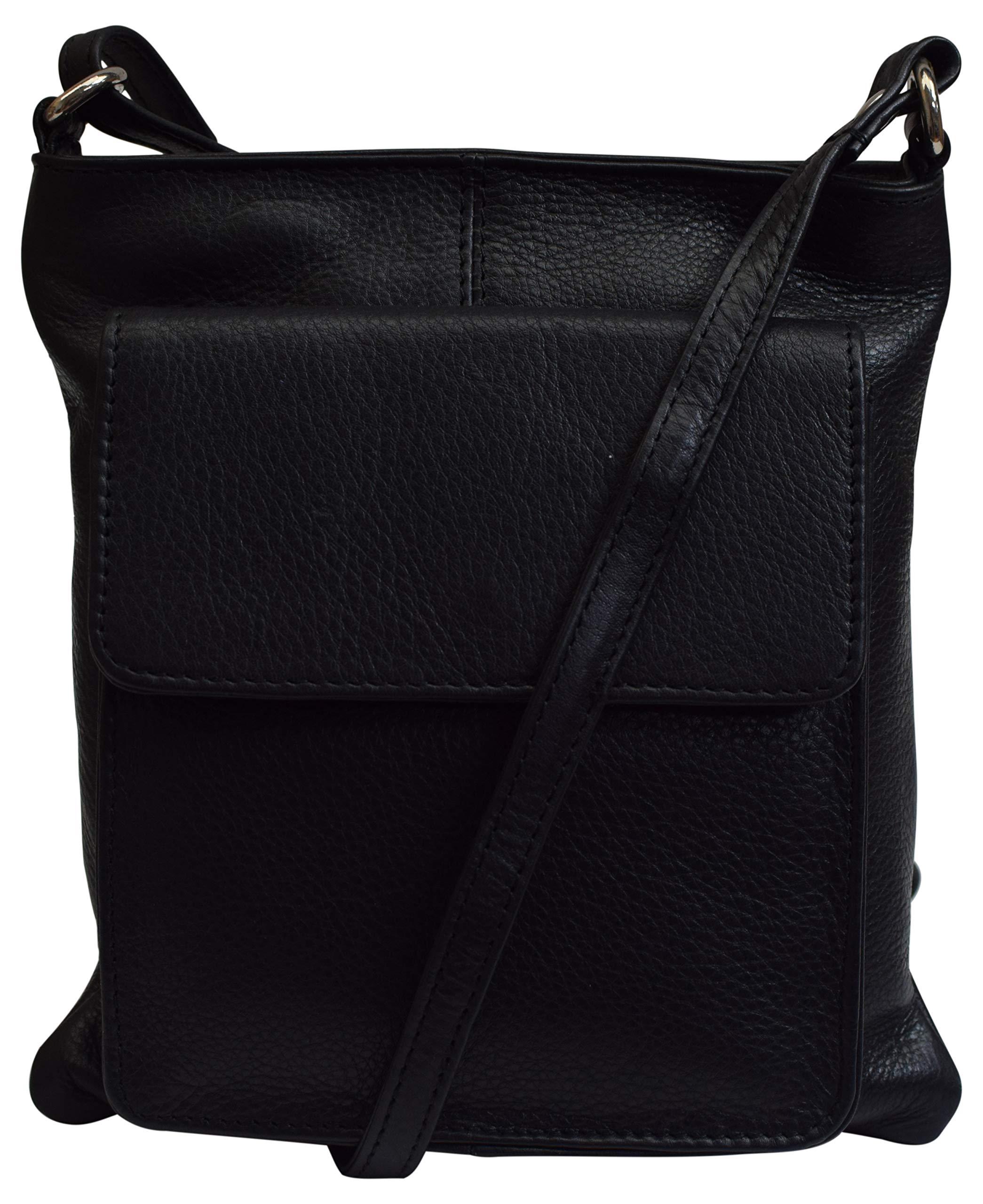 Luxury Genuine Leather Women's Shoulder Bag with Front Pouch Pocket - Elegant Crossbody Purse for Work, Travel & Everyday Use