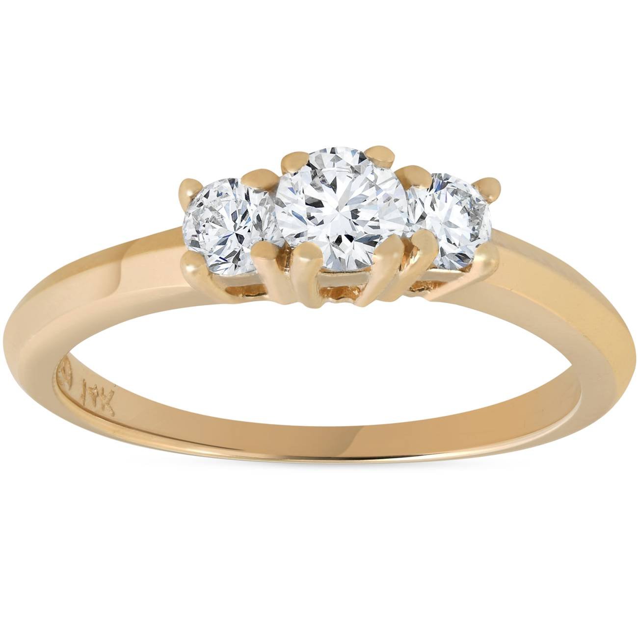 1/2 Carat Three Stone Diamond Engagement Ring in 14K Yellow Gold – Perfect for Proposals, Anniversaries & Romantic Occasions