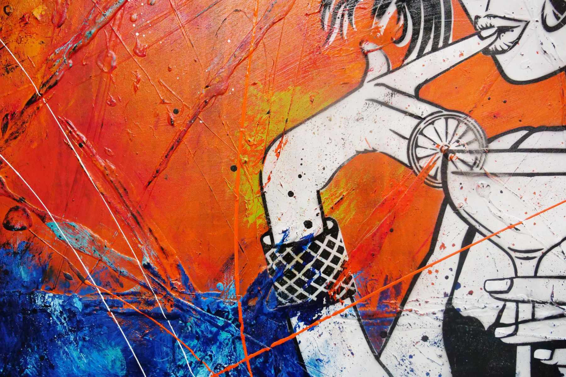160cm x 100cm Textured Urban Pop Art Painting - Modern Abstract Wall Decor for Living Room, Bar & Office | Happy Cocktail Hour Theme